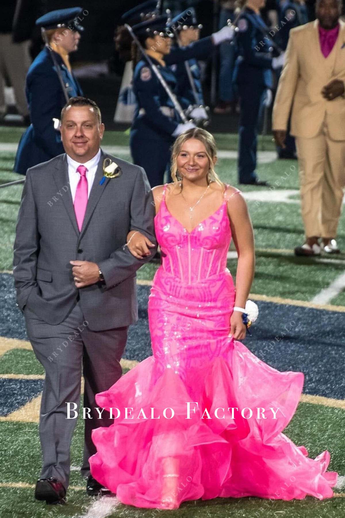 Fuchsia Sequined V-Neck Trumpet Homecoming Dress Fuchsia Sequined V-Neck Trumpet Homecoming Dress