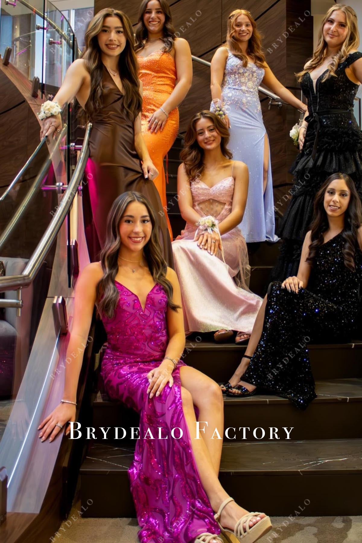 fuchsia sequined v neck homecoming dress