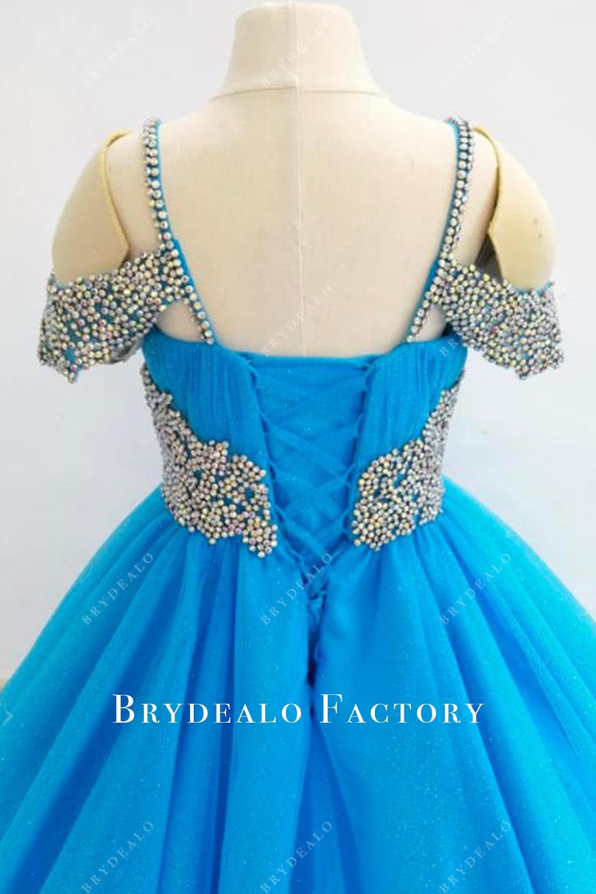 glitter blue jay lace up back pageant dress