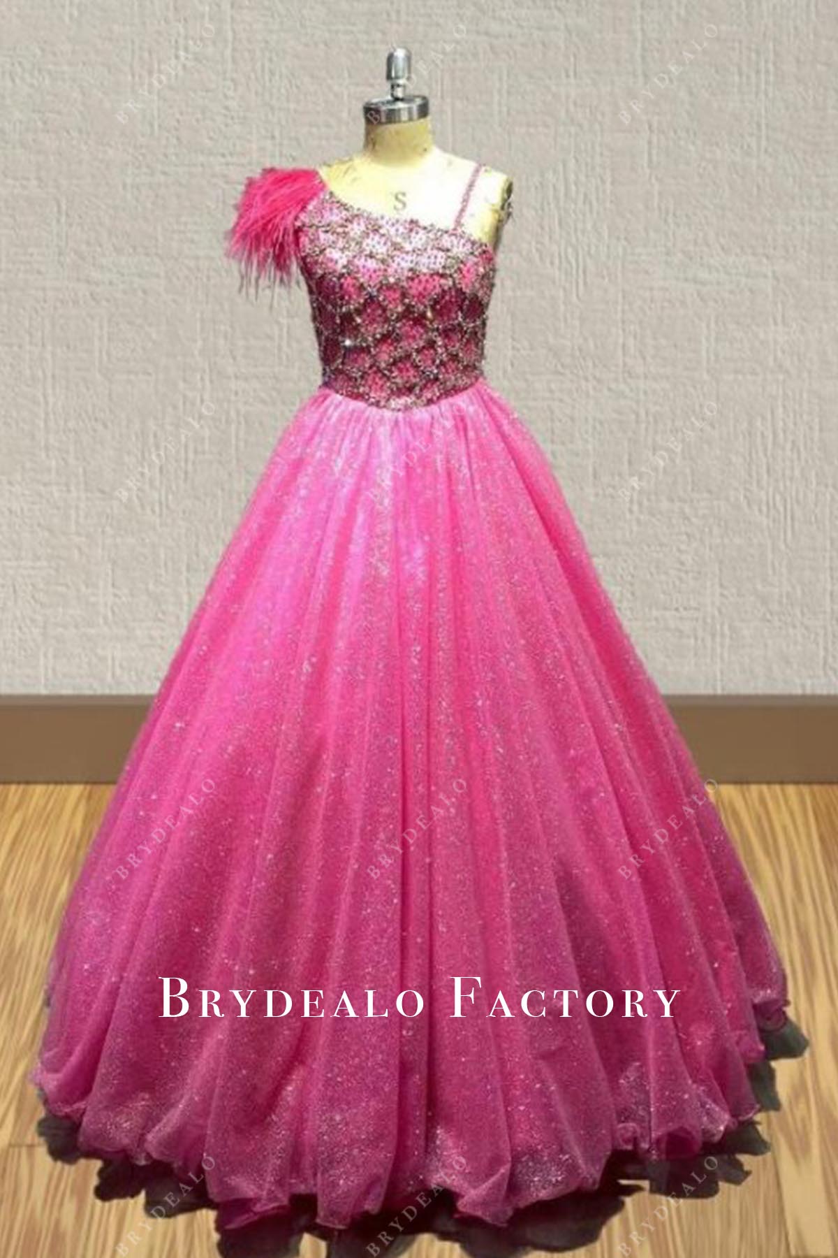 glitter fuchsia a line pageant dress
