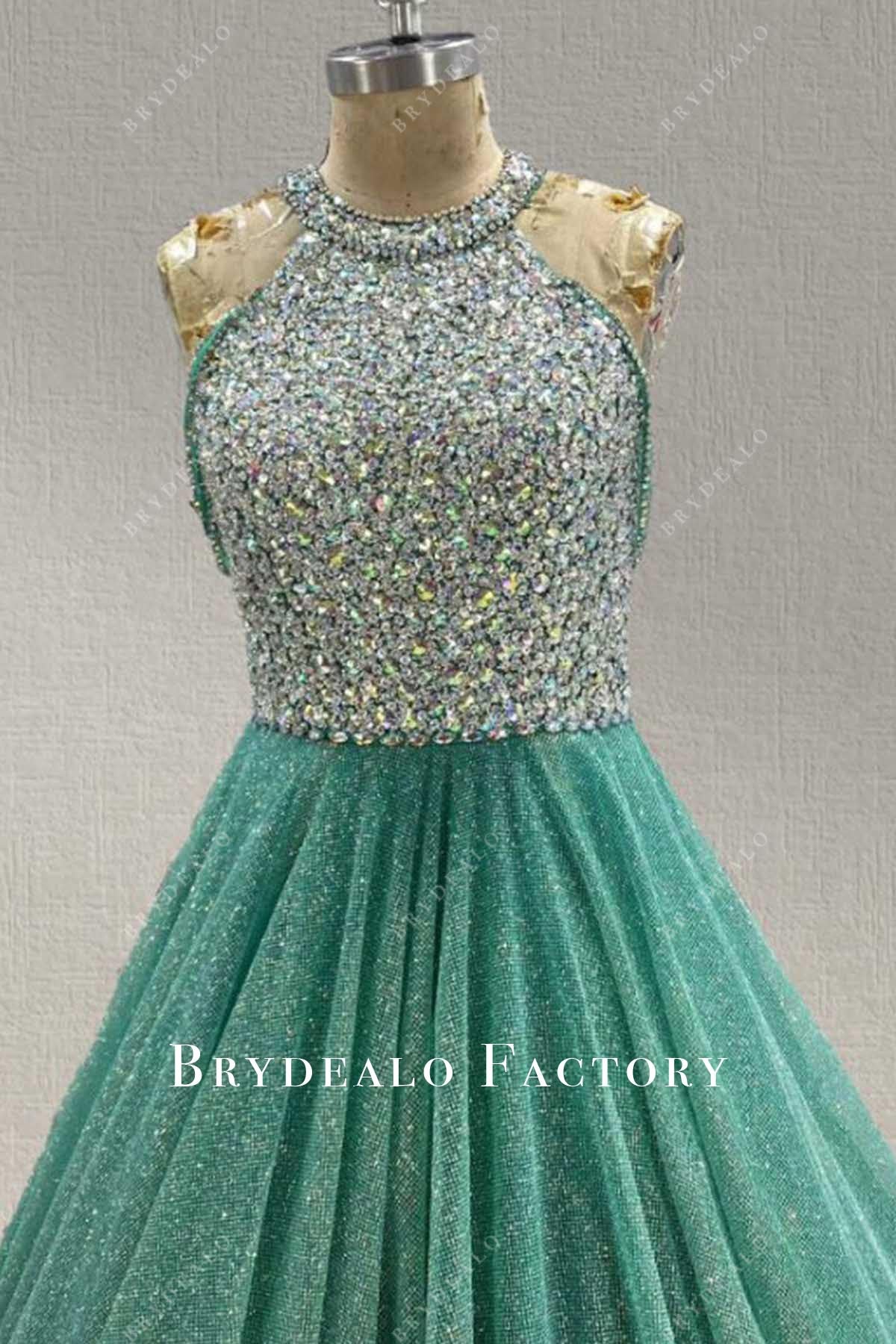 glitter halter pageant dress