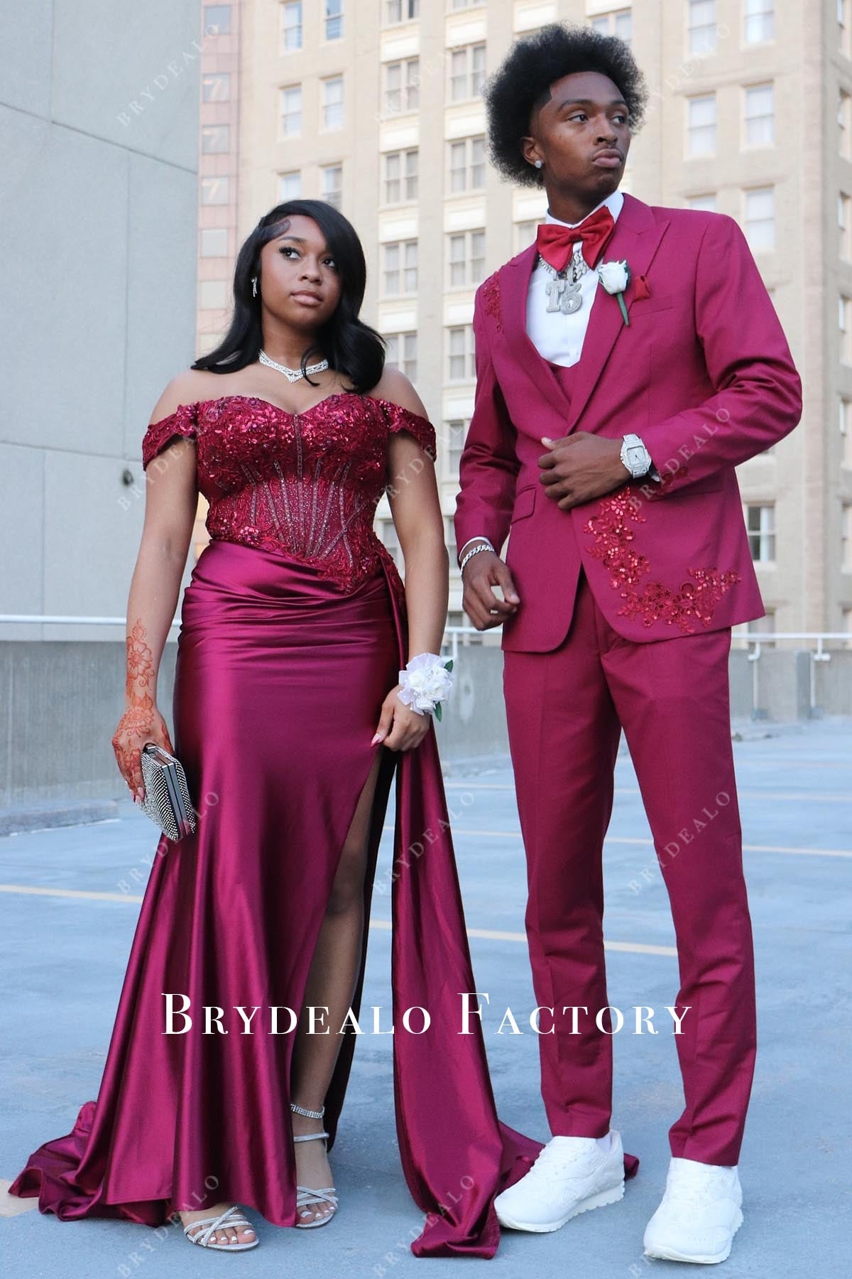 glitter orchid prom dress