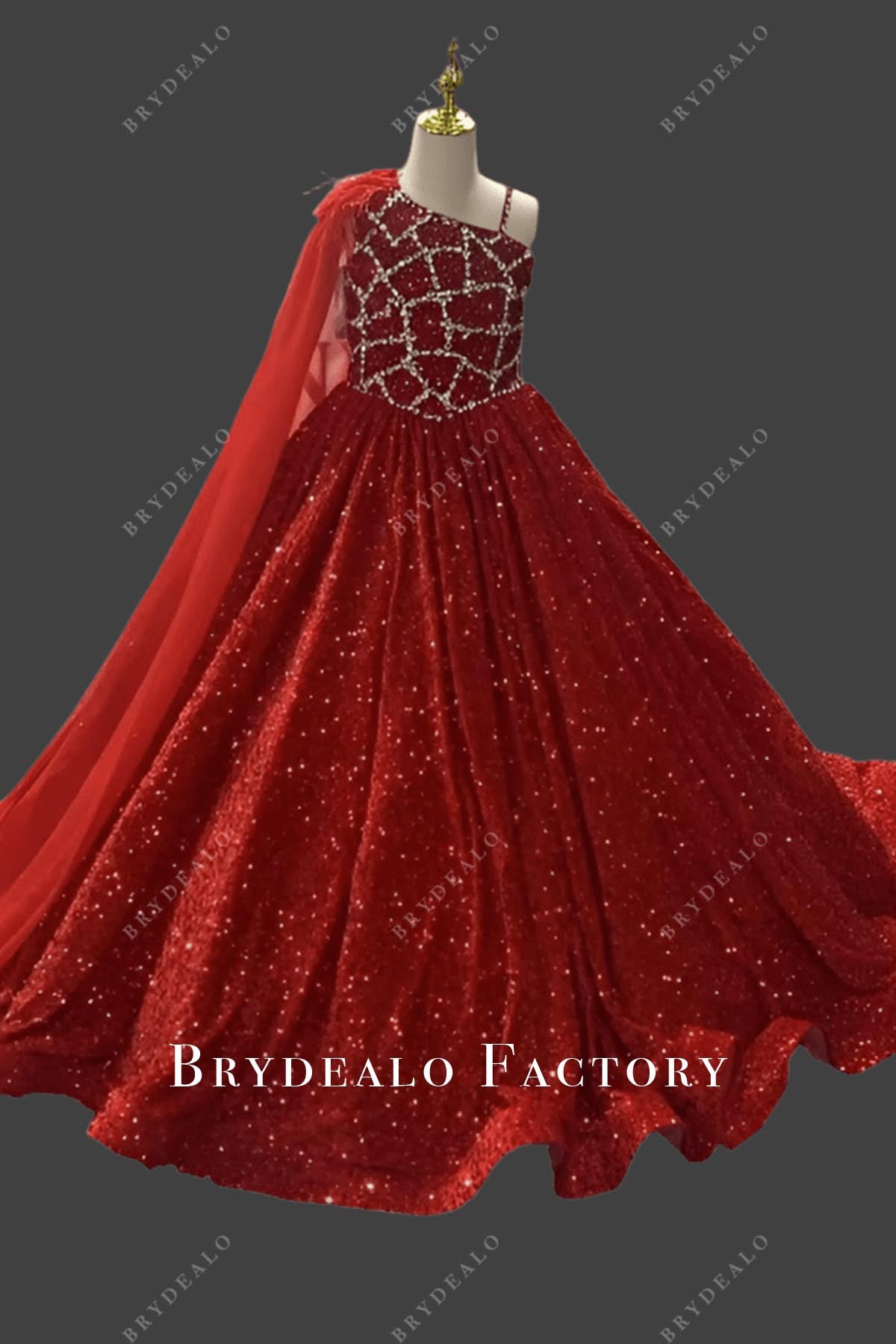 glitter red a line pageant dress