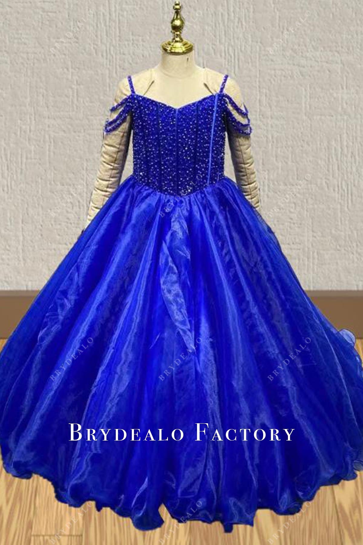 glitter royal blue a line pageant dress