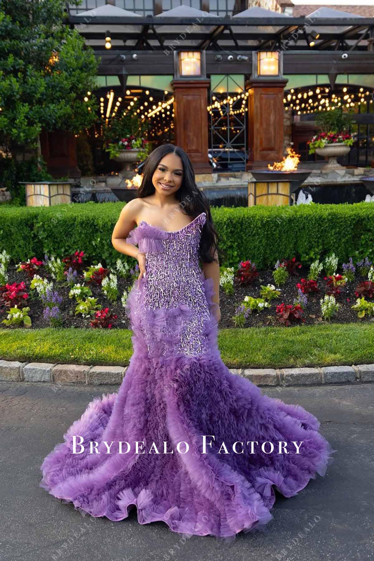 strapless open back dress Tahiti Purple Bridesmaid Dresses Sleeveless Stretch Satin V-Neck Floor main image 1