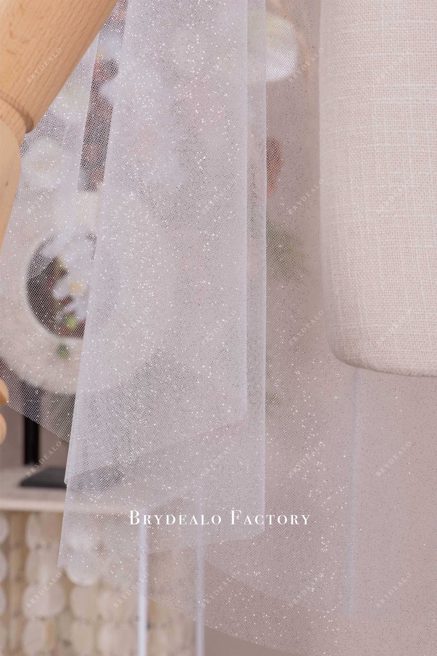 glitter tulle bridal veil