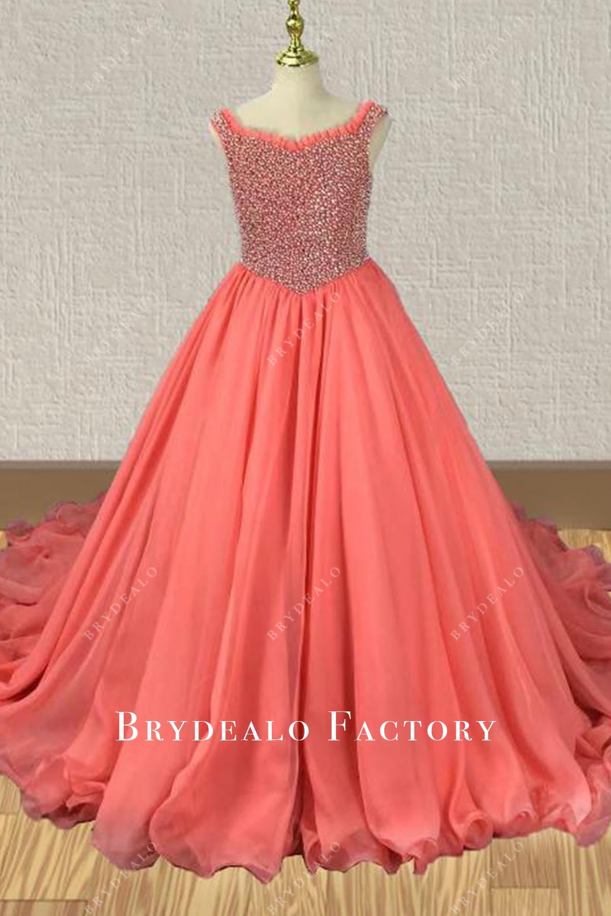glitter watermelon a line pageant dress