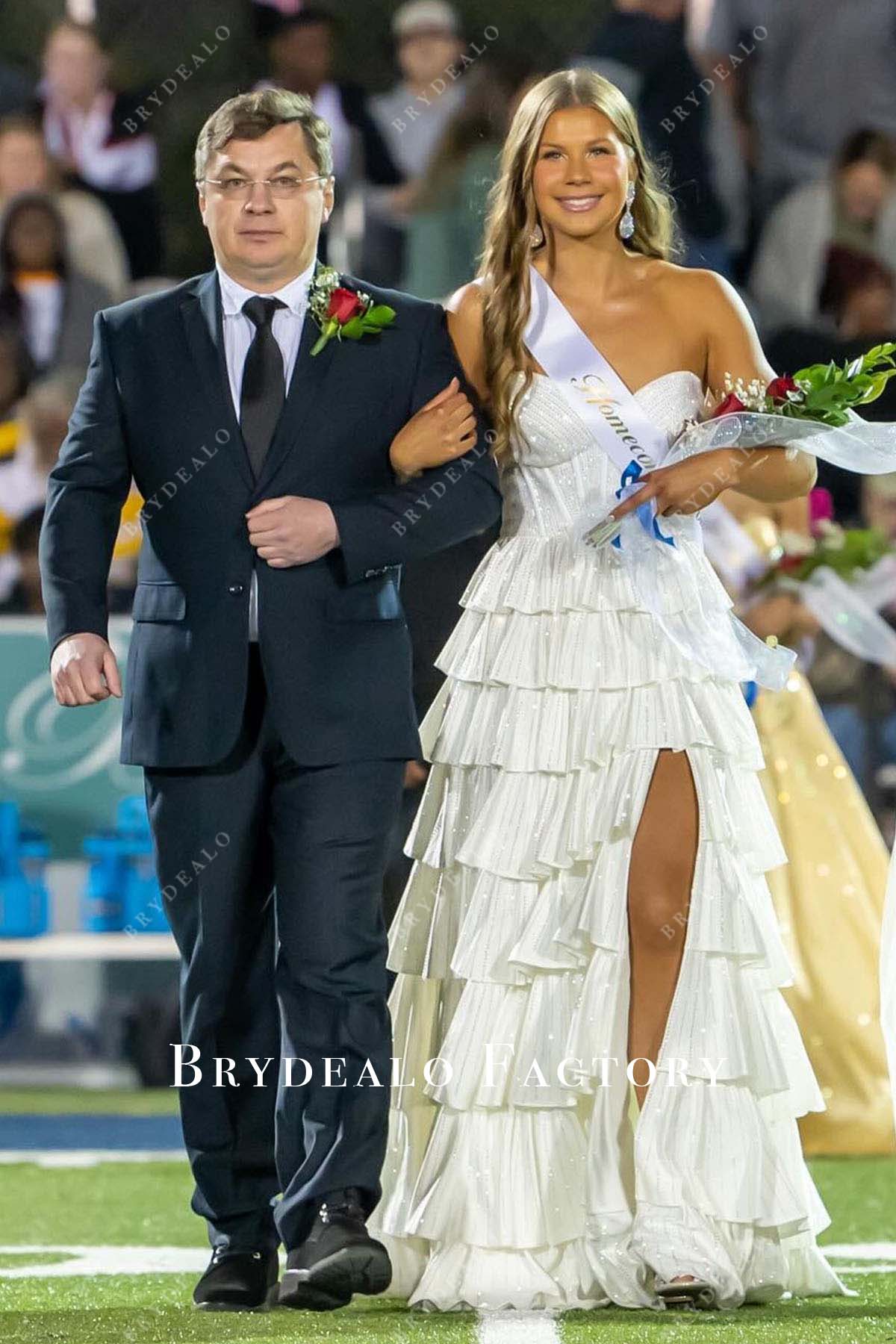 Homecoming Dress | Rhinestones White Strapless Layered A-Line Formal Gown Homecoming Dress | Rhinestones White Strapless Layered A-Line Formal Gown