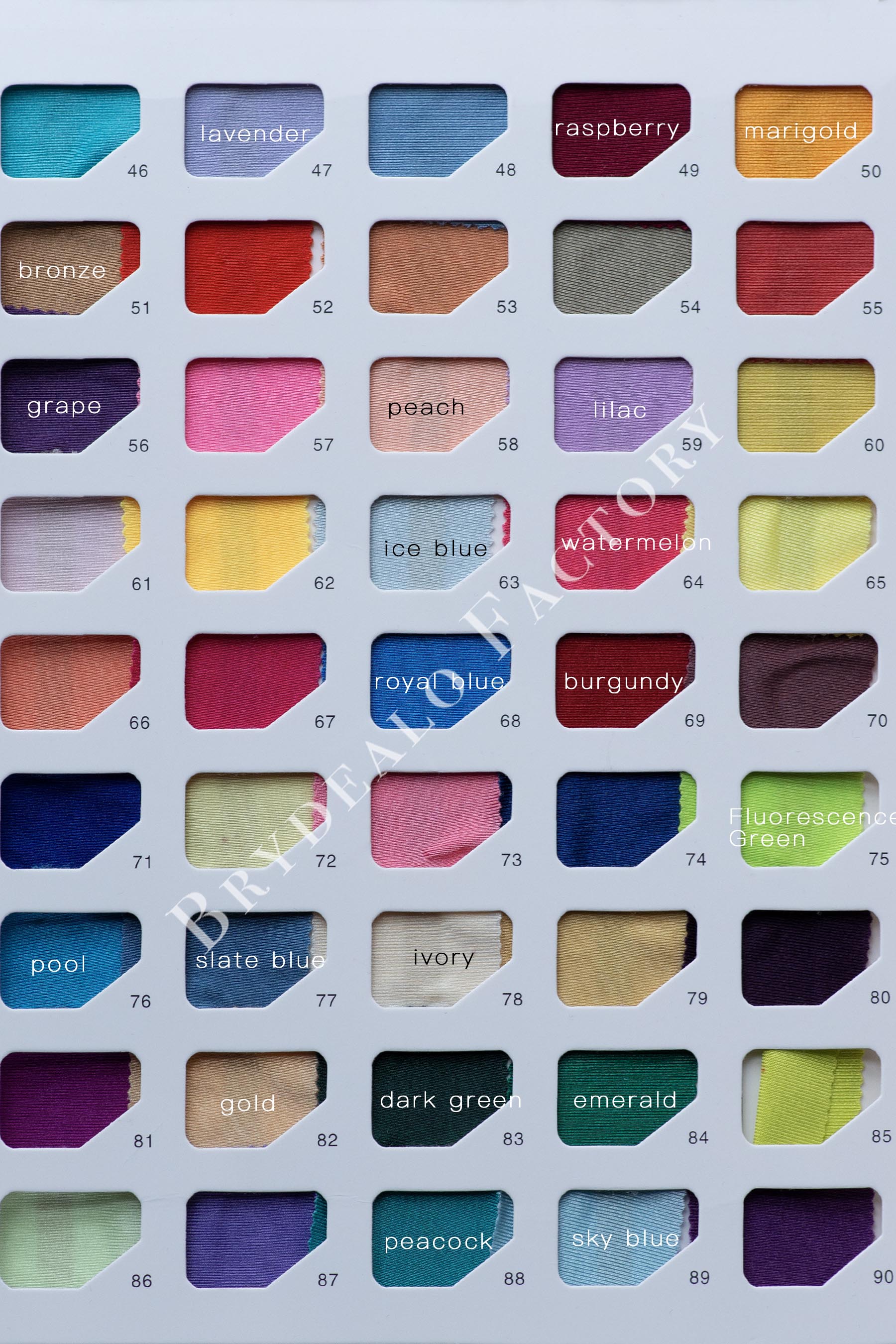designer glossy jersey fabric color charts