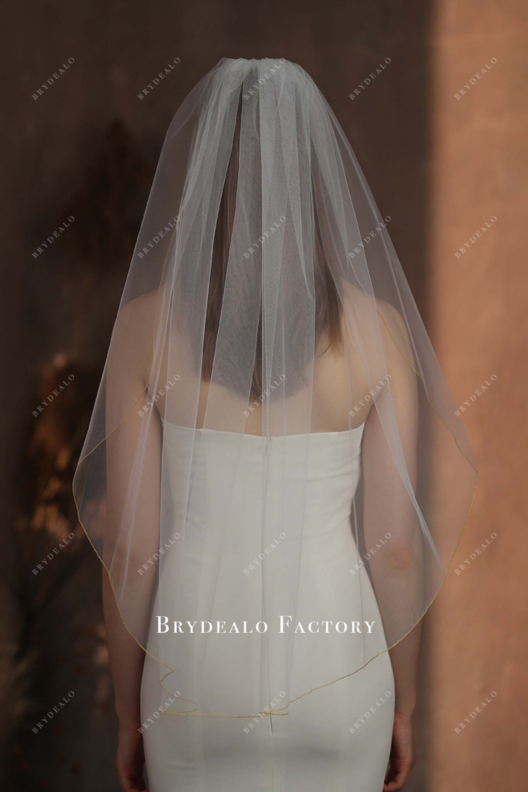 gold edge bridal veil