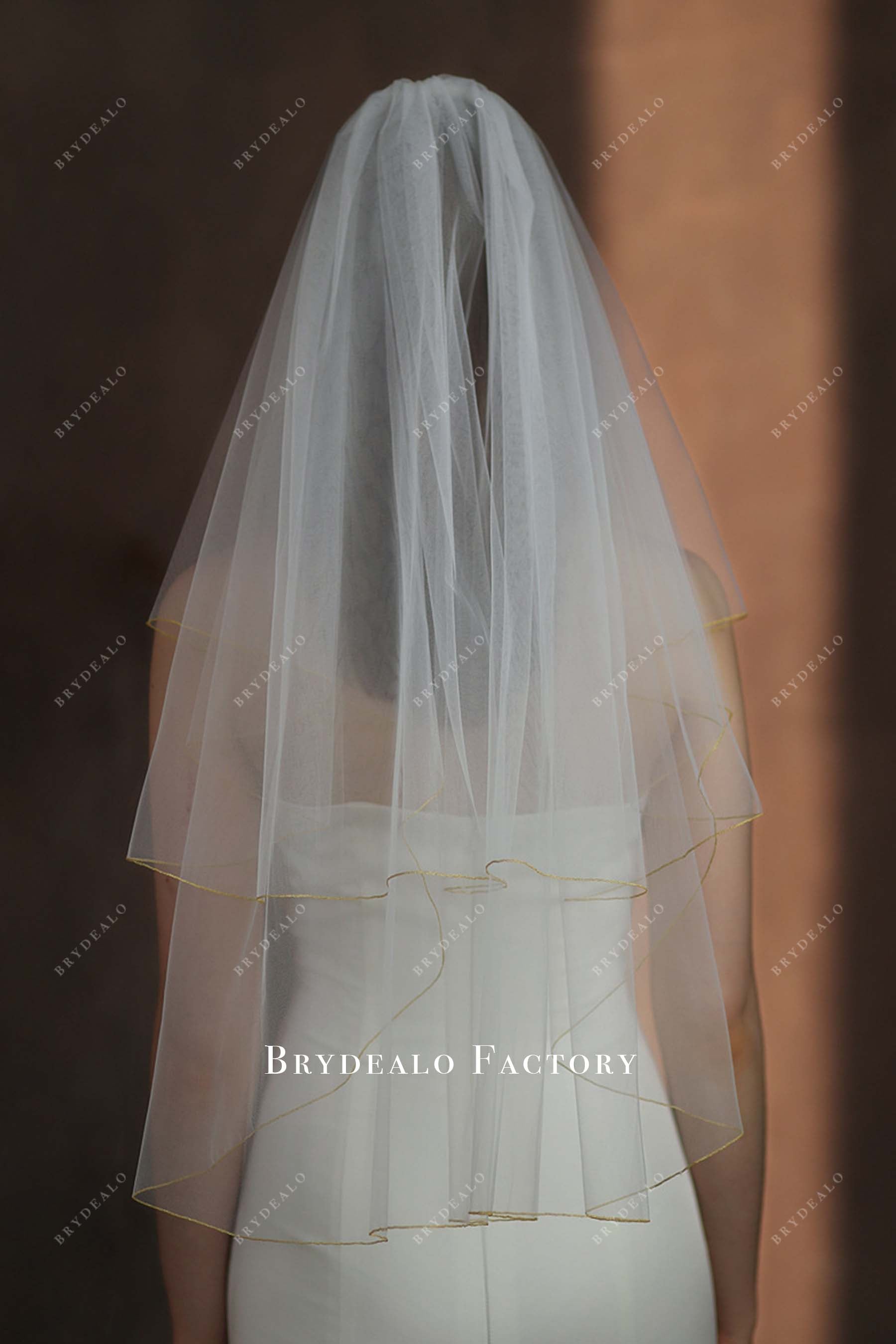 gold edge tulle bridal veil