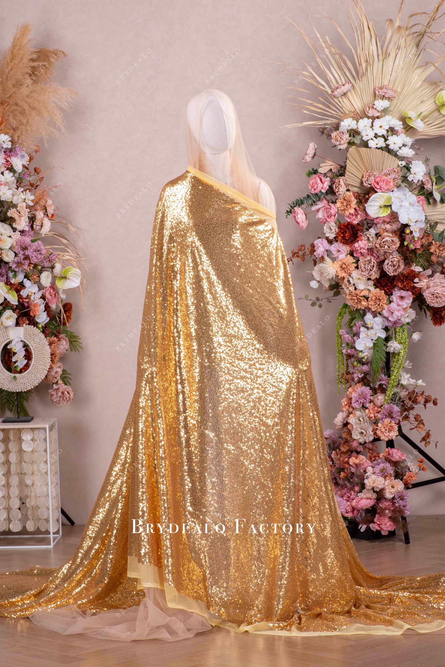 3mm Gold Sequin Formal Dresses Fabric 3mm Gold Sequin Formal Dresses Fabric