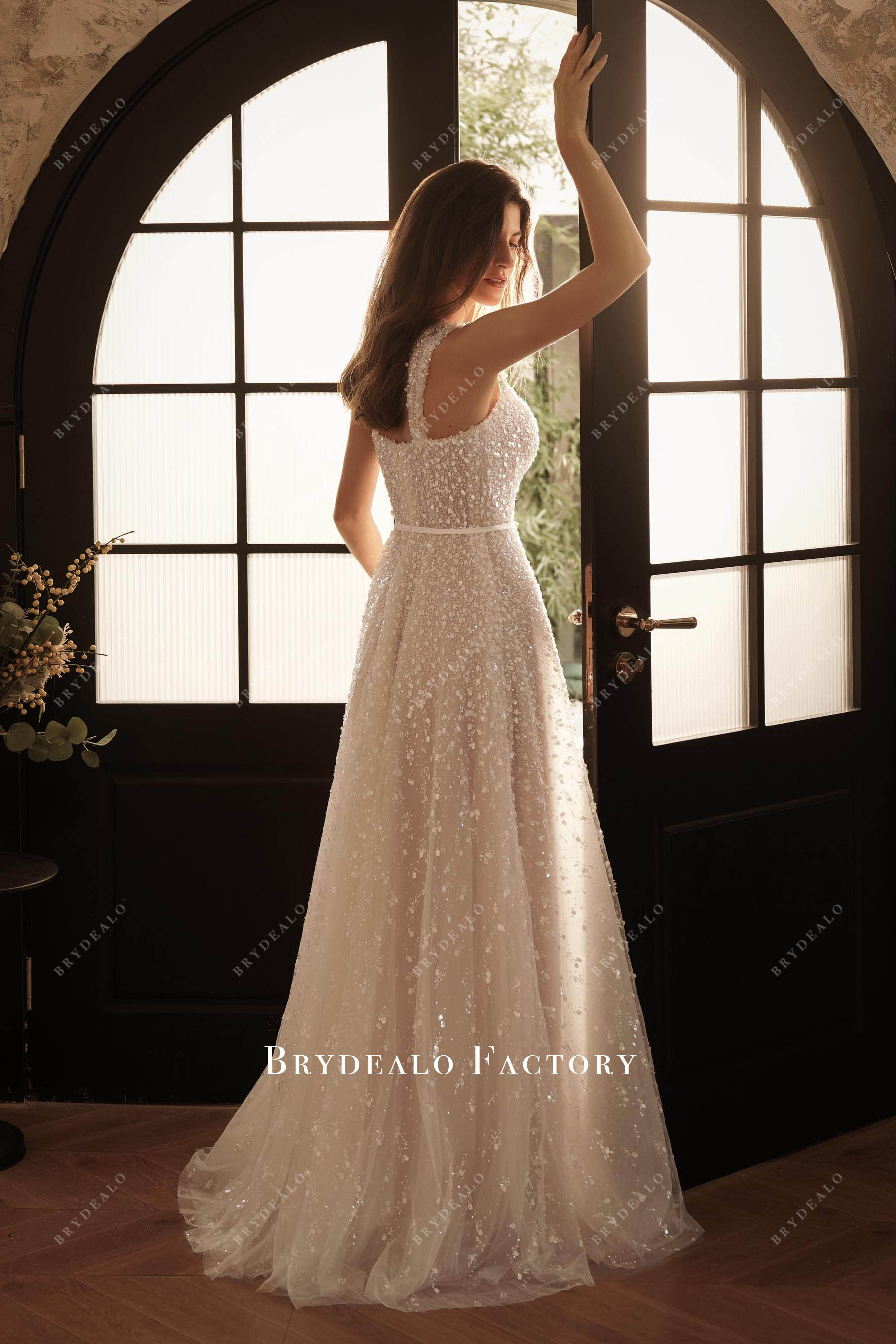 gradient sparkly aline wedding dress