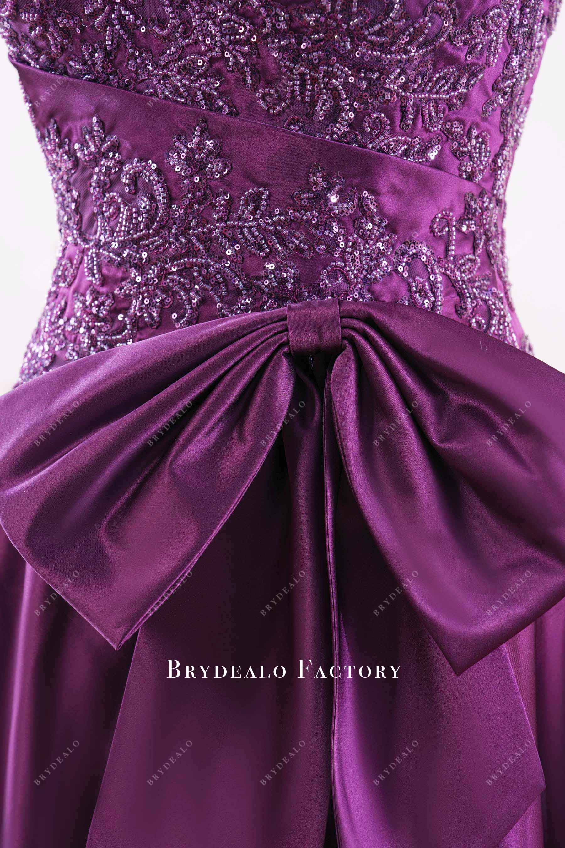 grape big bowknot mother of bride dress