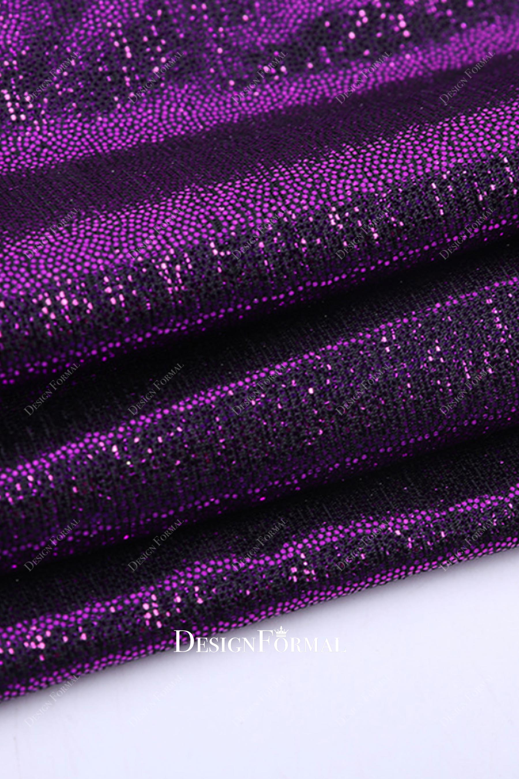 Custom Shimmery Purple Straps Slit Side Panel Prom Dress