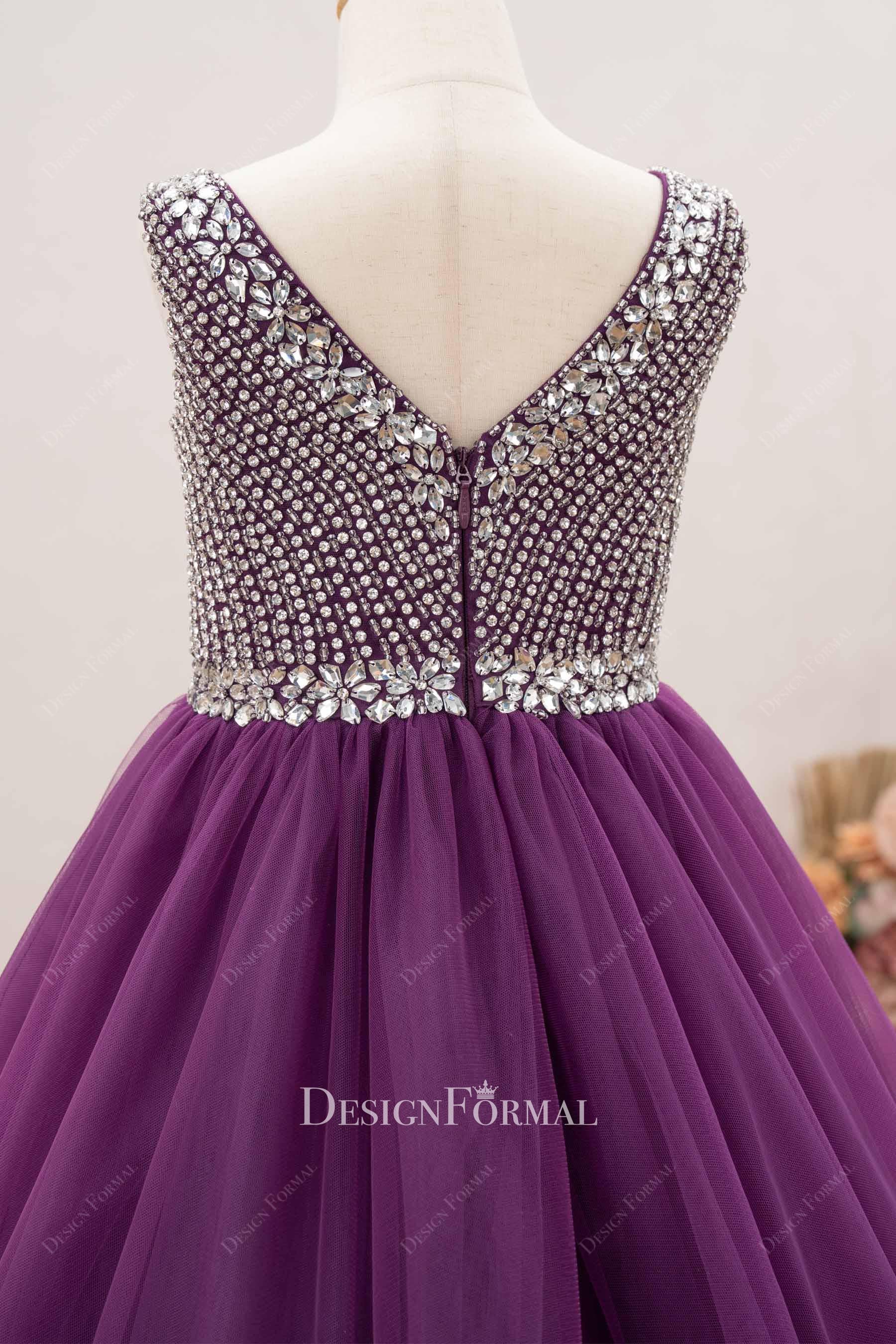 grape v back kids pageant dress