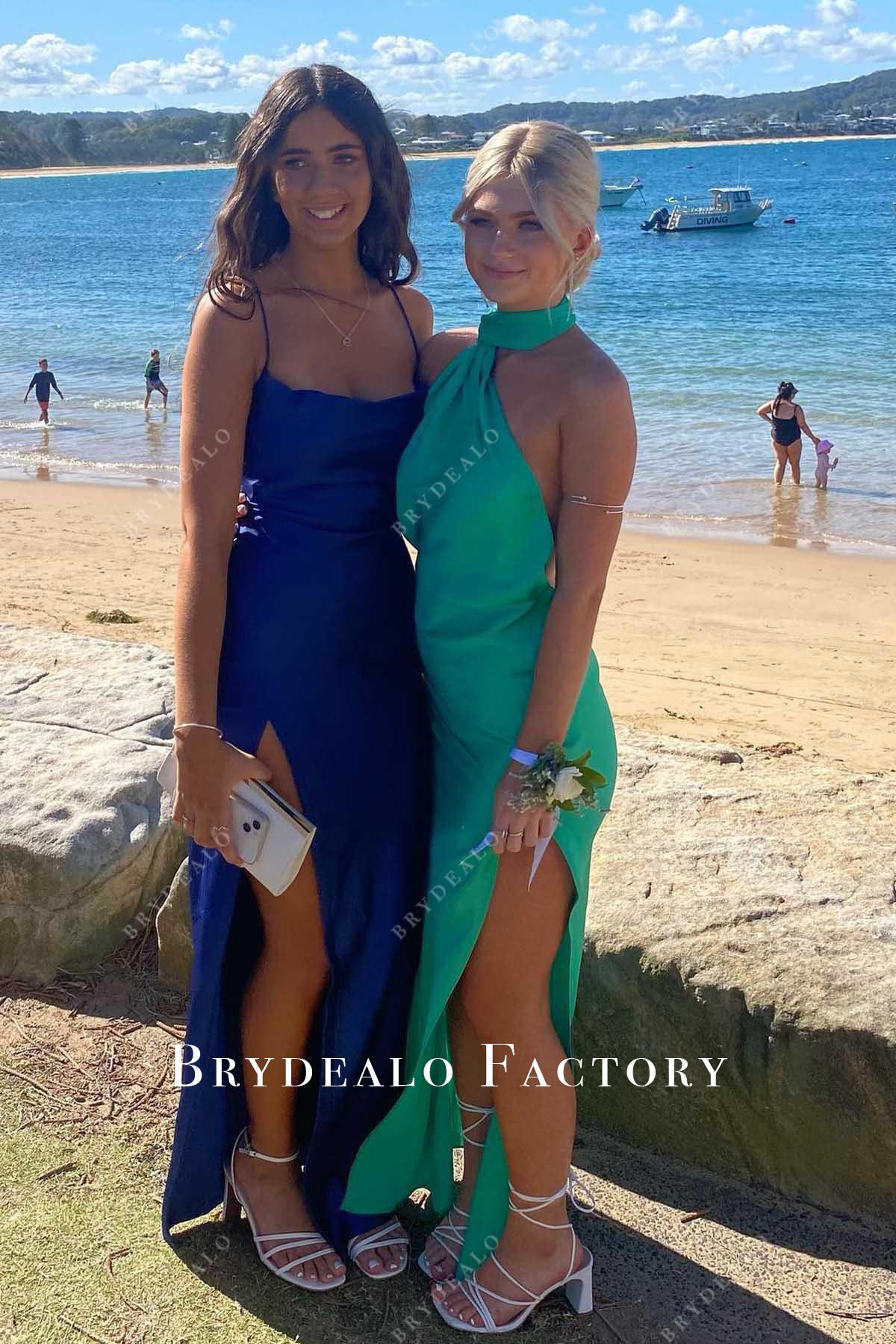 Homecoming Dress | Green Halter Cowl Back Slit Formal Gown Homecoming Dress | Green Halter Cowl Back Slit Formal Gown