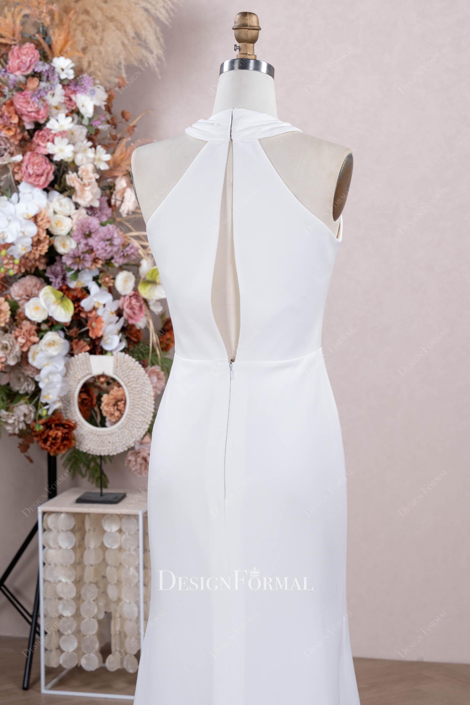 halter keyhole simple wedding dress