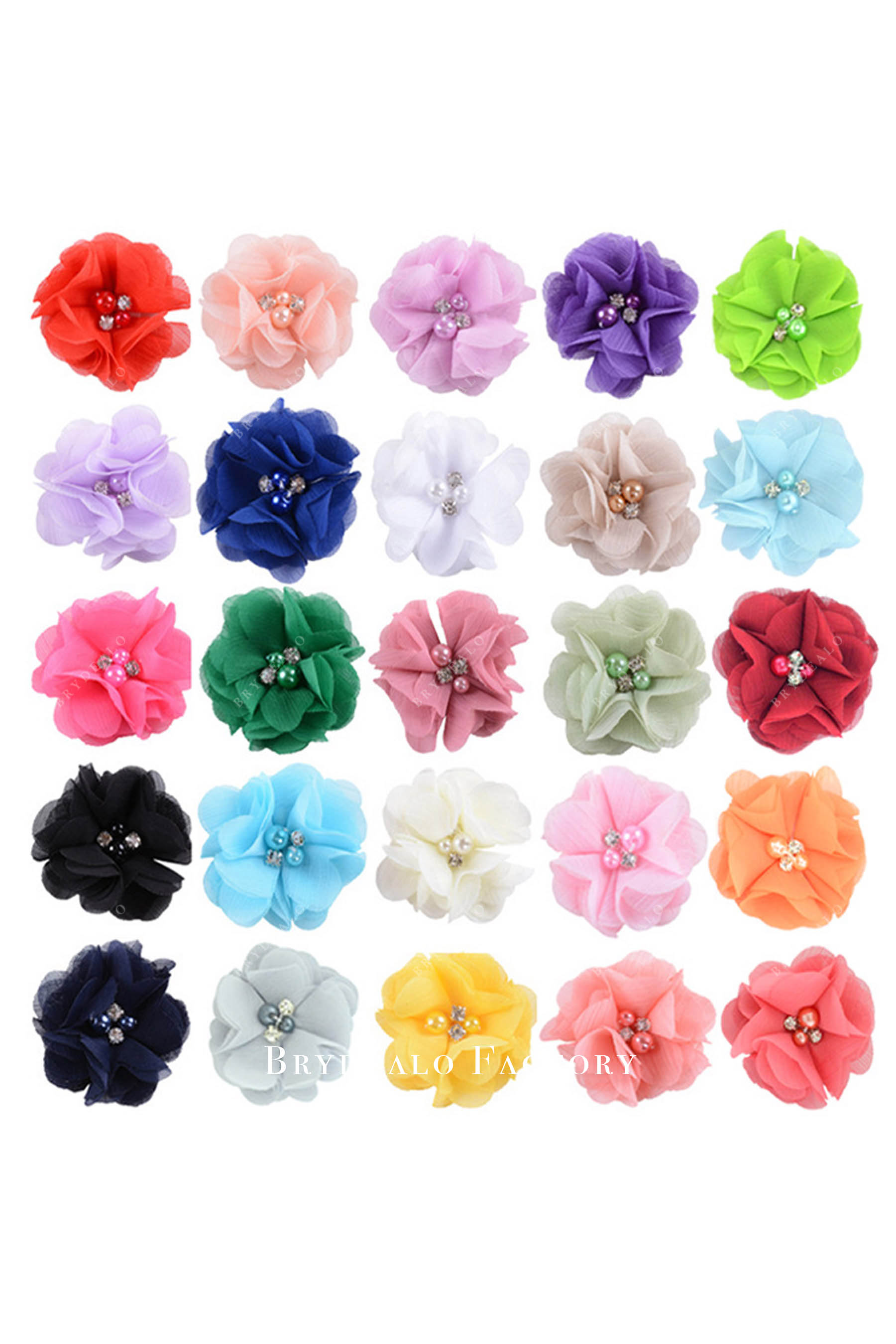 hand made pearls chiffon flowers