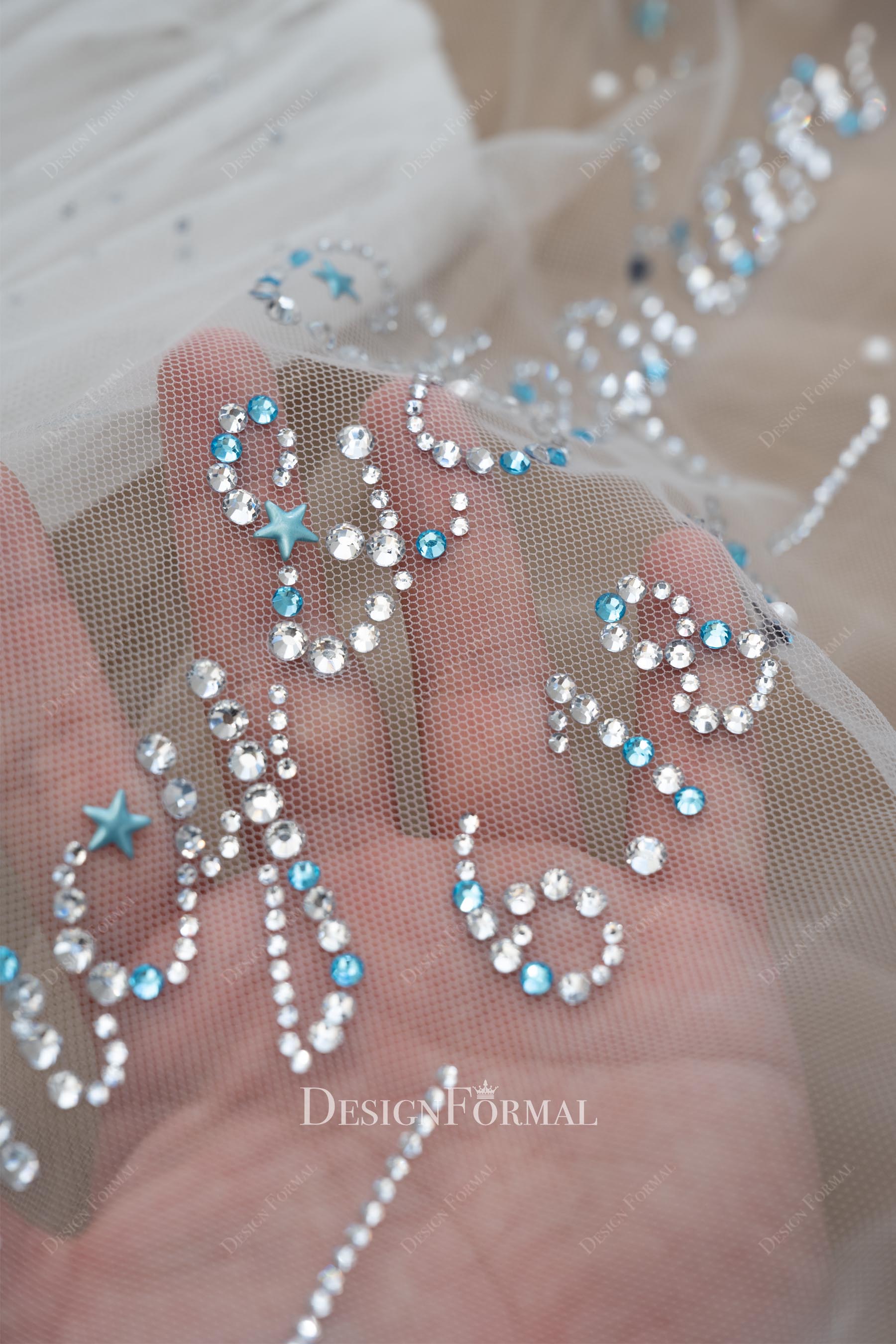hand made rhinestone bridal veil