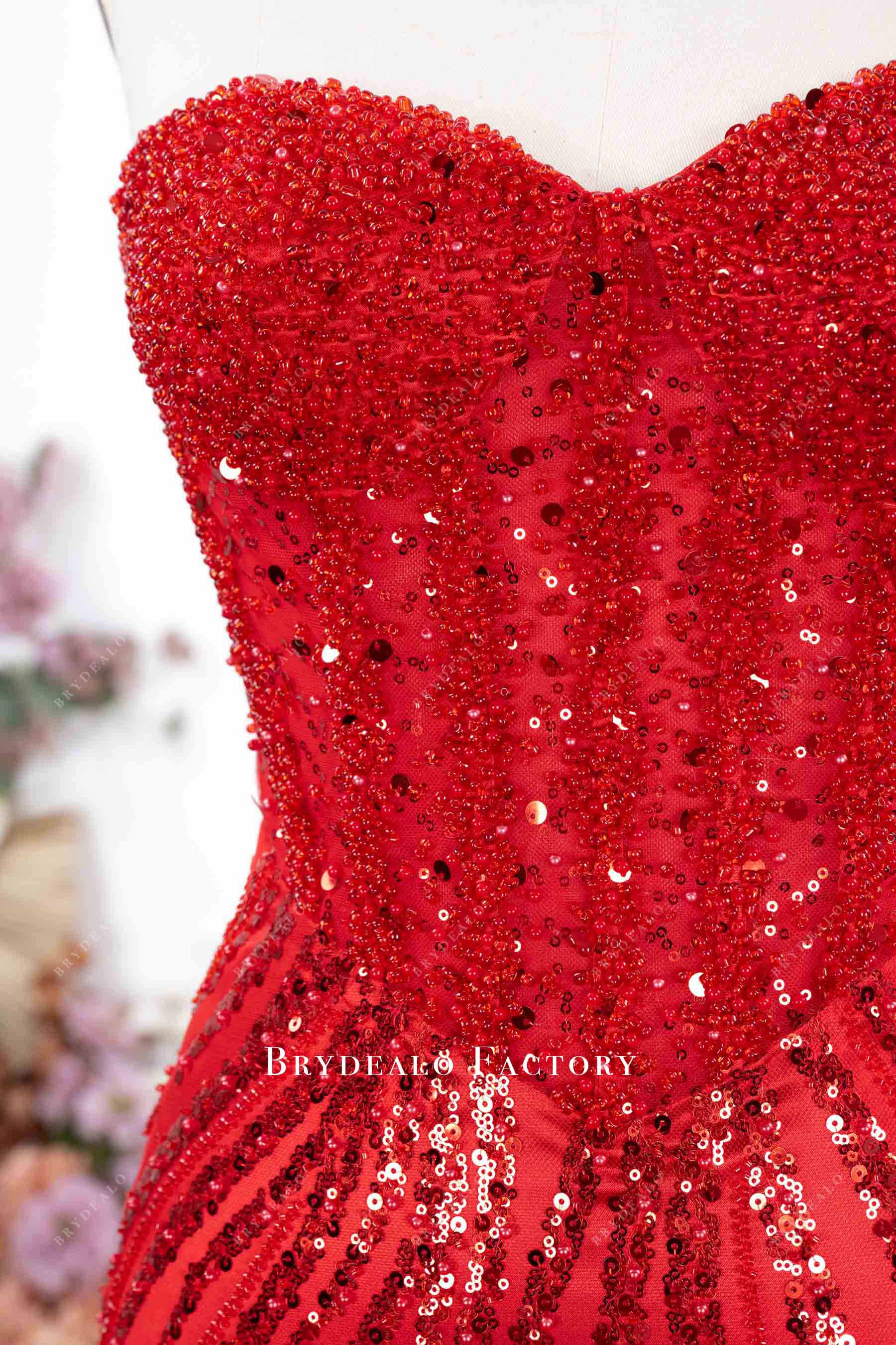 hand-sewn beading corset prom dress