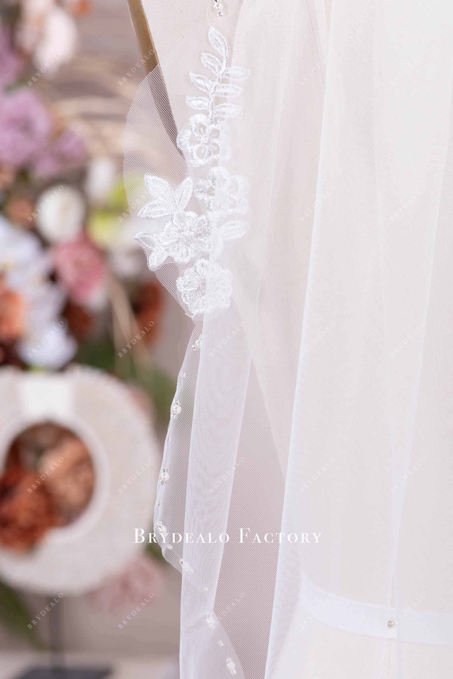 hand sewn pearl wedding veil