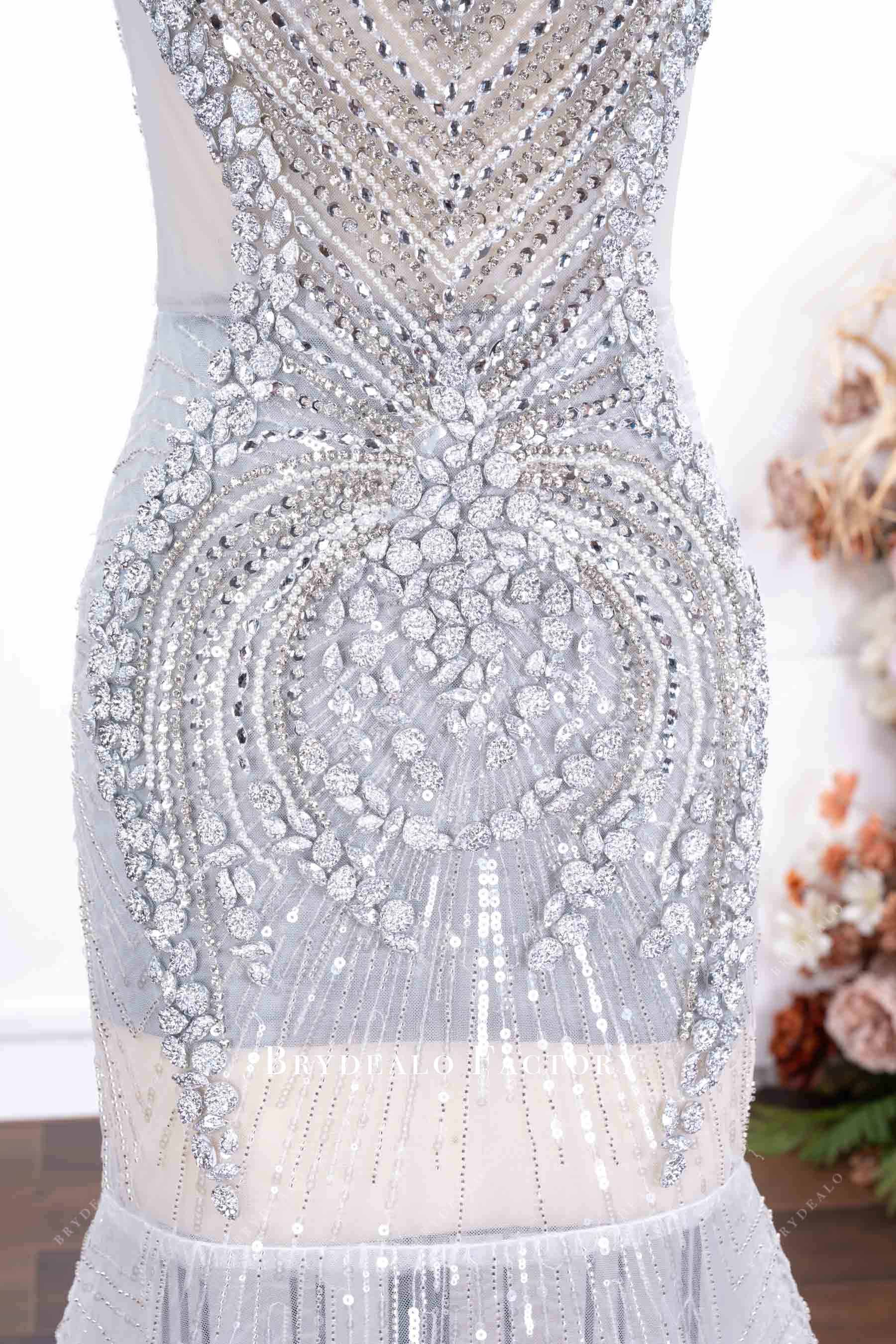 hand-sewn rhinestone applique prom gown