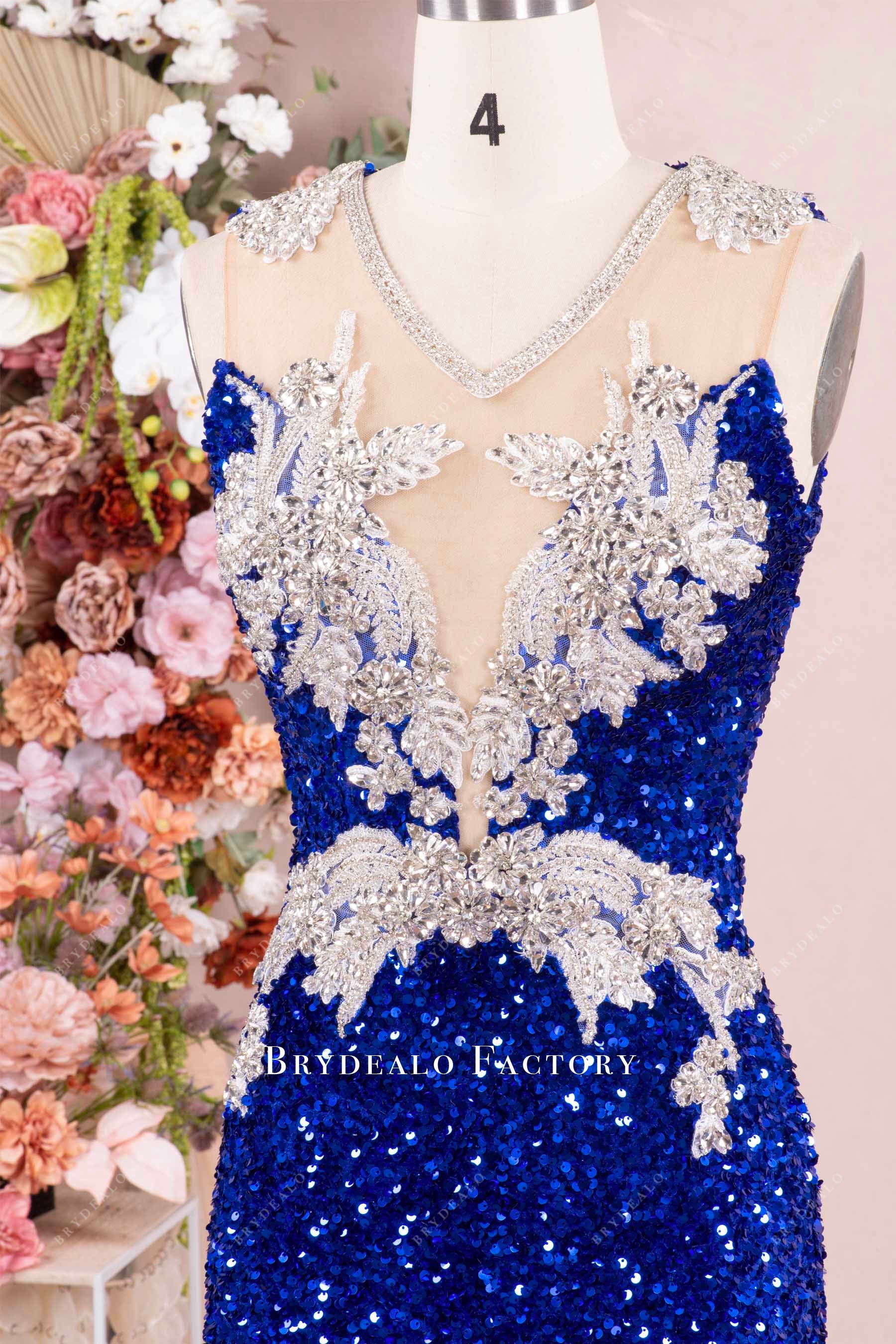 hand-sewn rhinestone prom dress