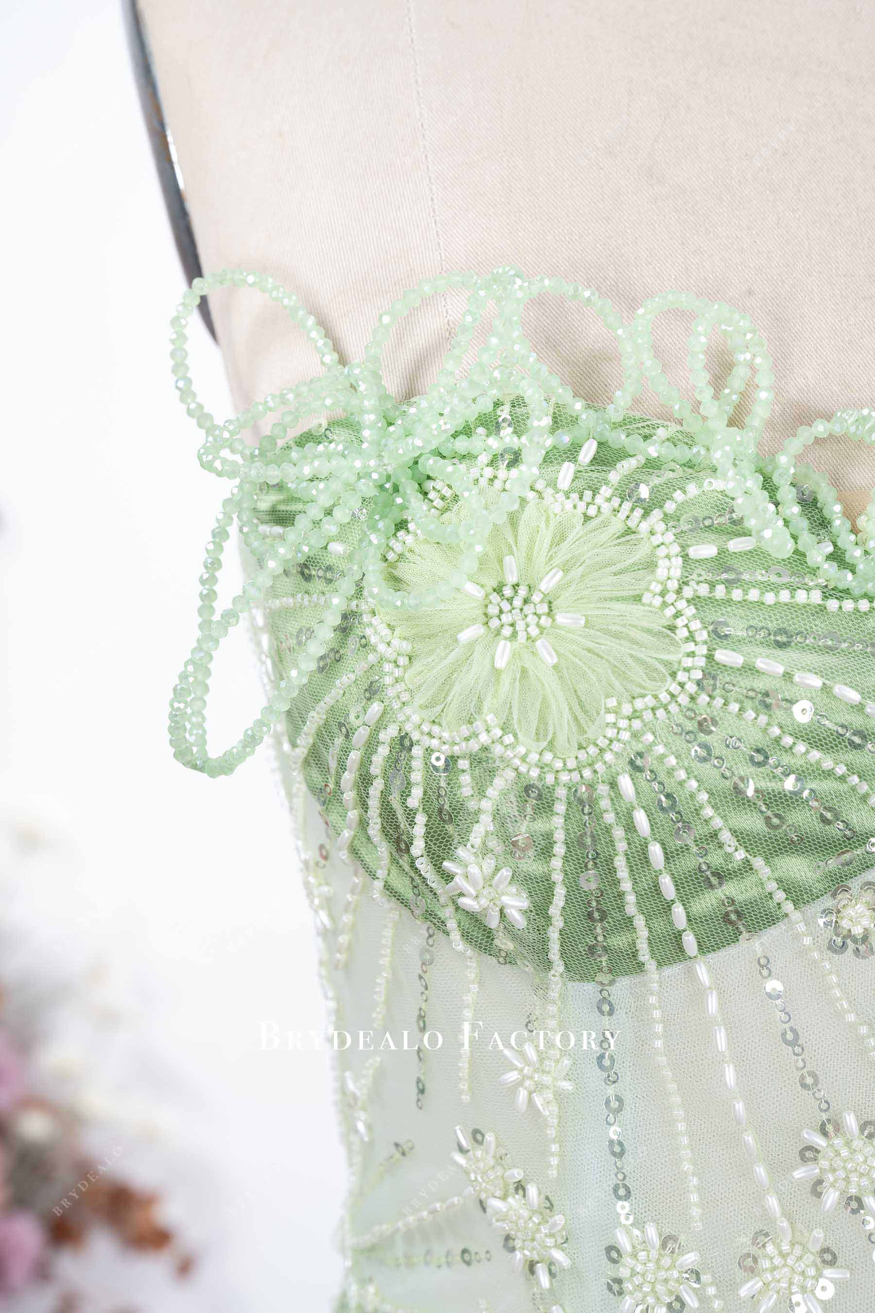 hand-sewn rhinestone sweetheart neck prom dress