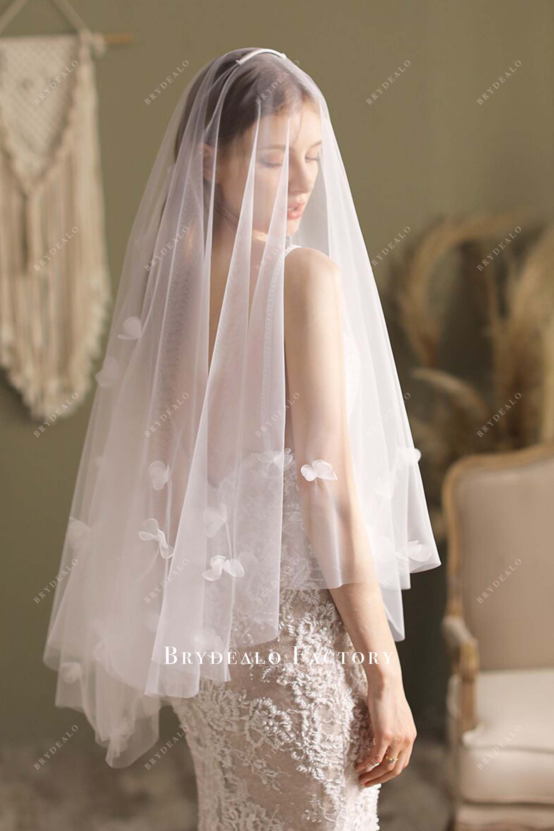 handmade tulle bridal drop veil