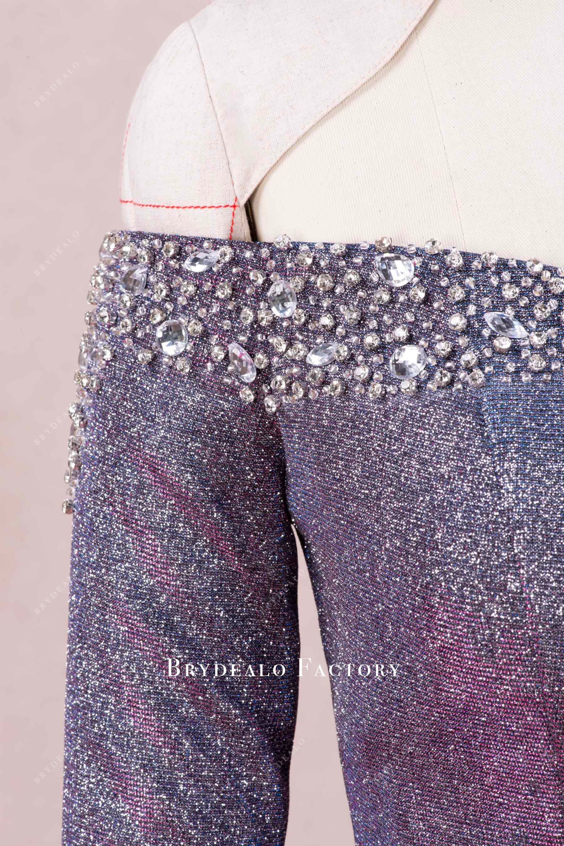 hand sewn rhinestones prom dress