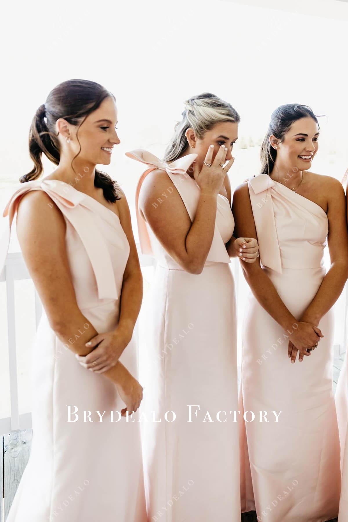 heavenly pink bowknot bridesmaid dress