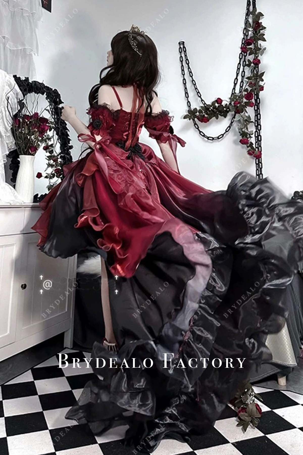 high-low red black A-line lolita dress