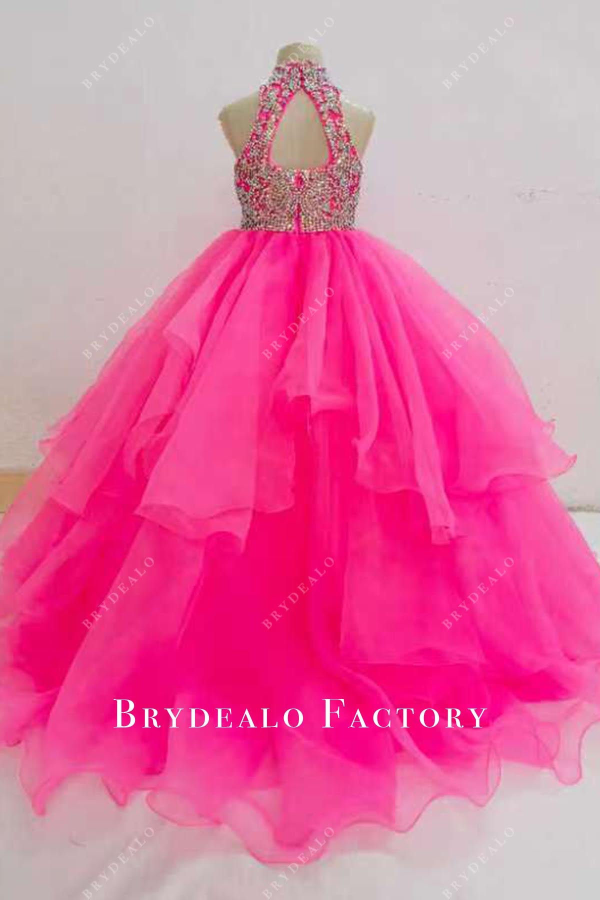 hot pink a line pageant dress
