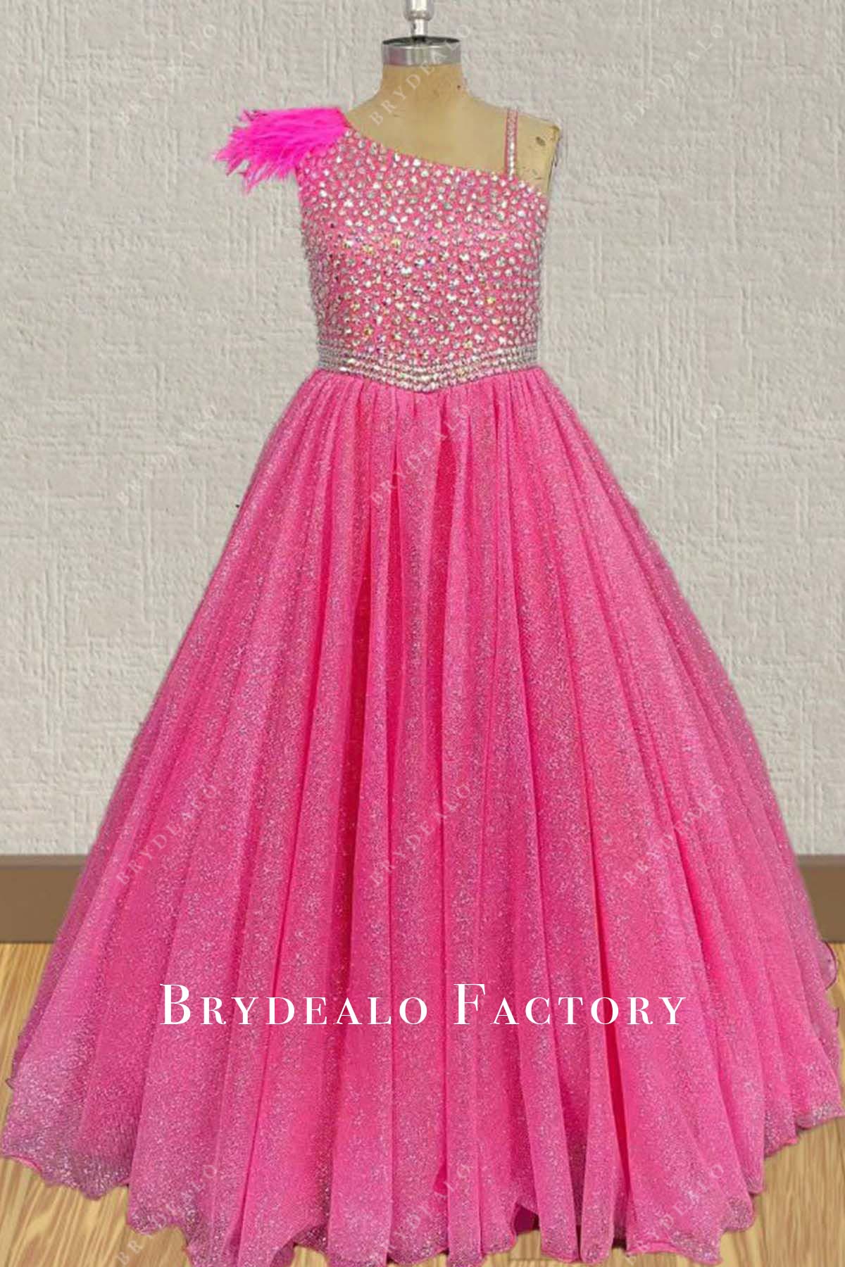 hot pink glitter pageant dress