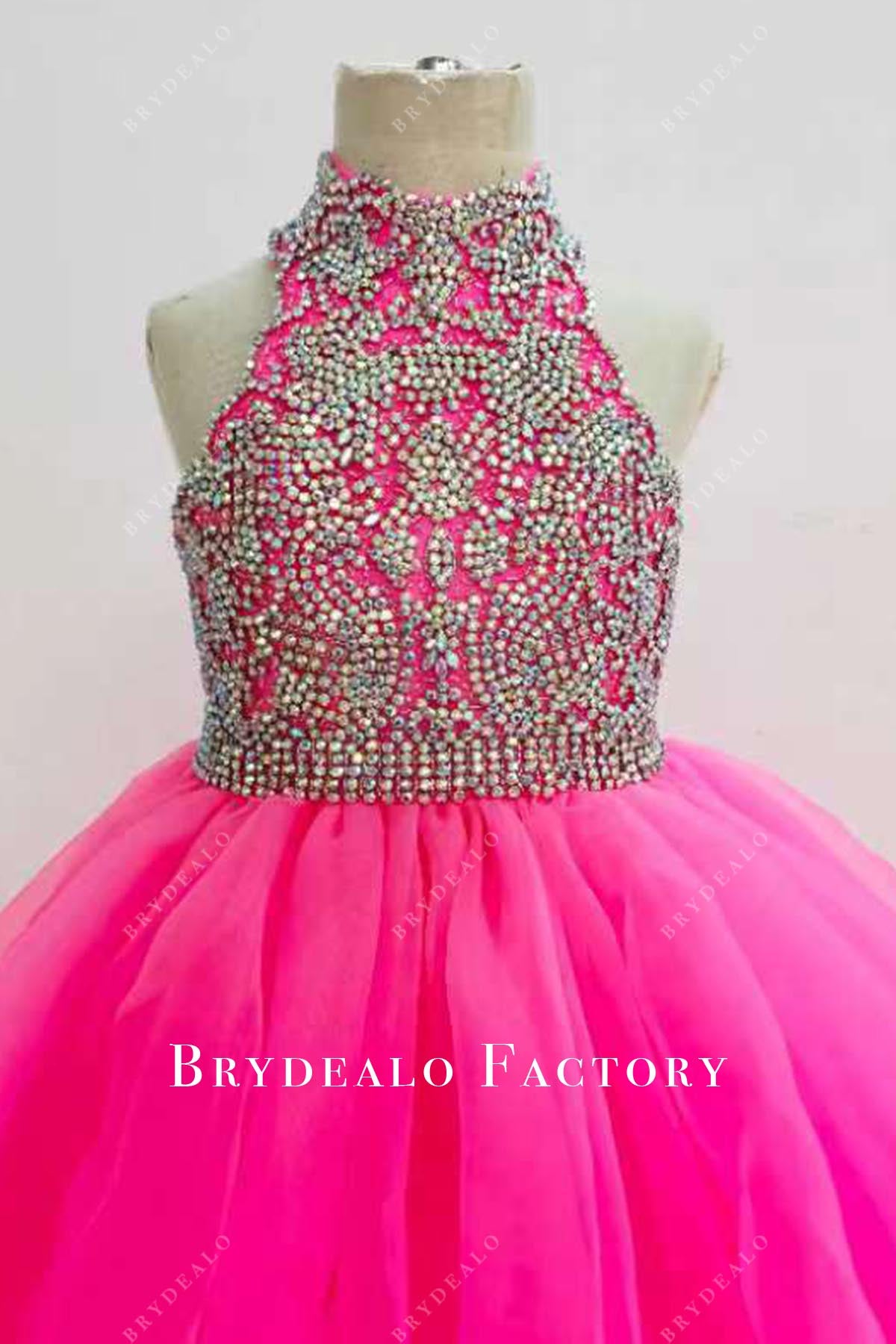 hot pink halter pageant dress
