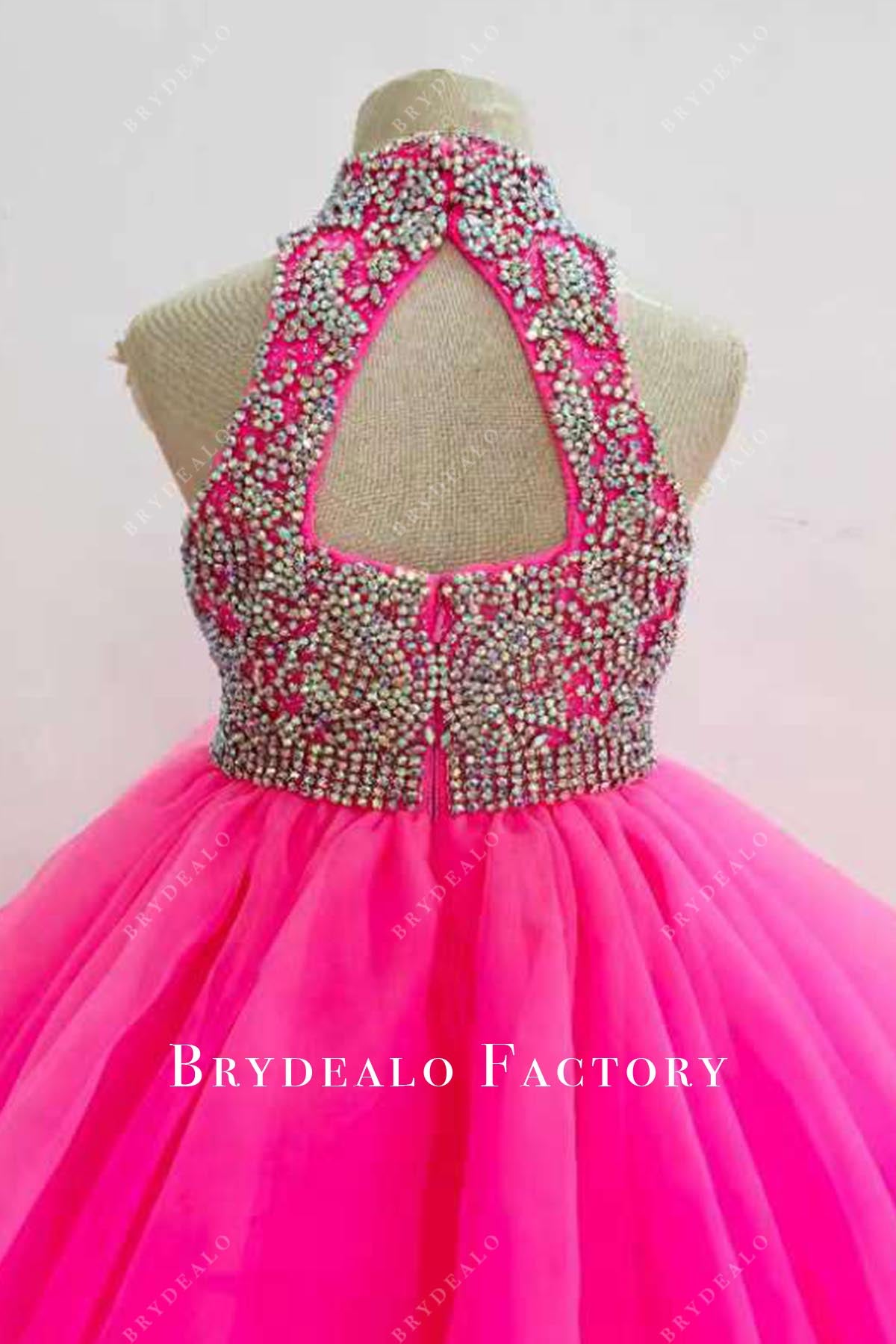 hot pink keyhole back pageant dress