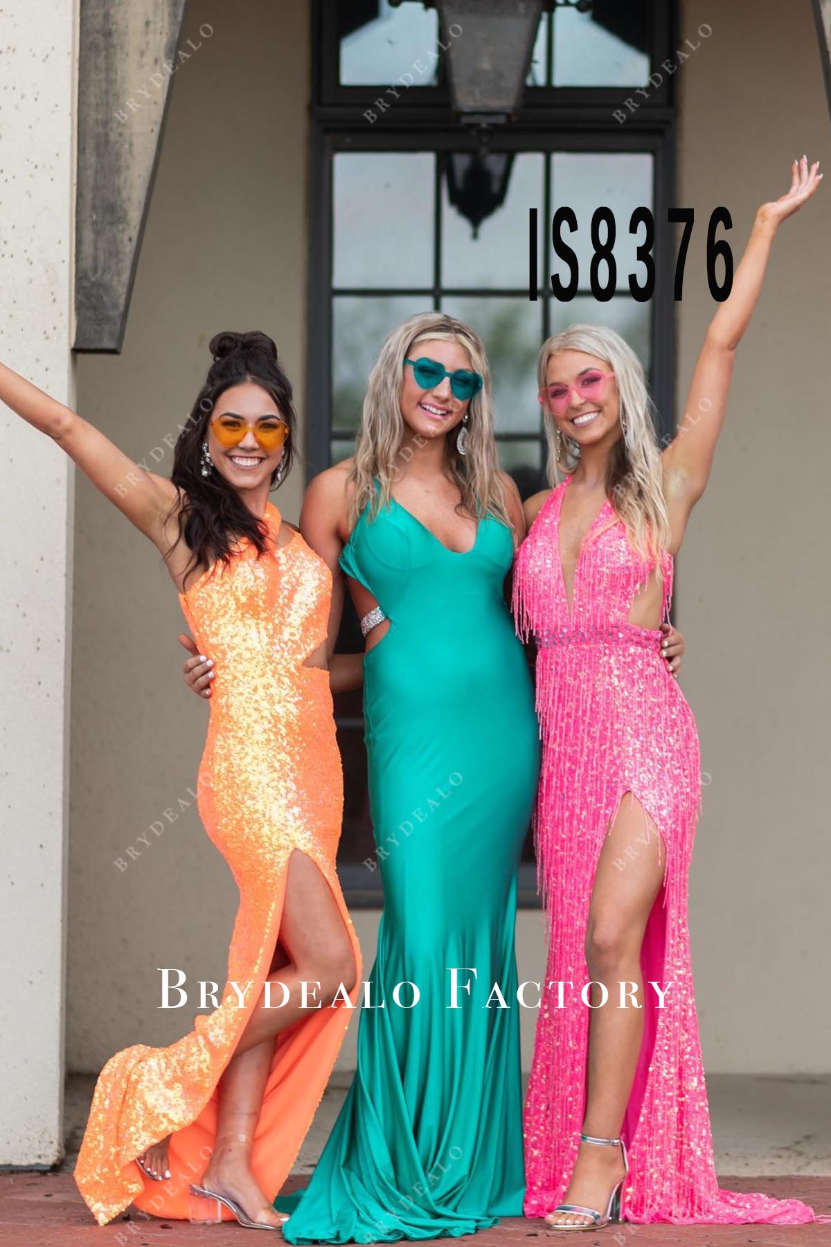 hot pink sequined prom dress