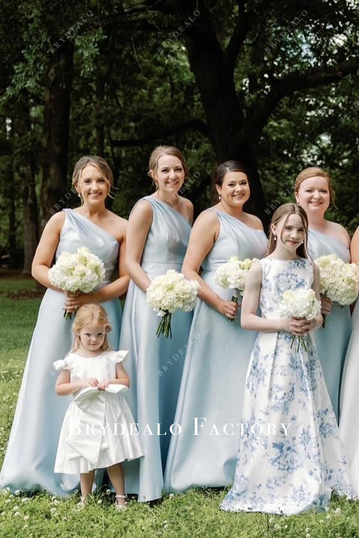 ice blue a line bridesmaid dress