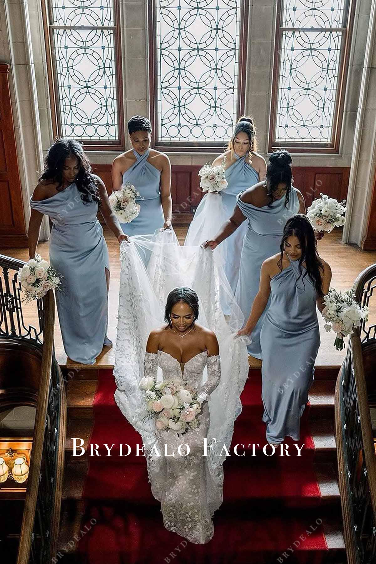 ice blue mismatched bridesmaid dresses