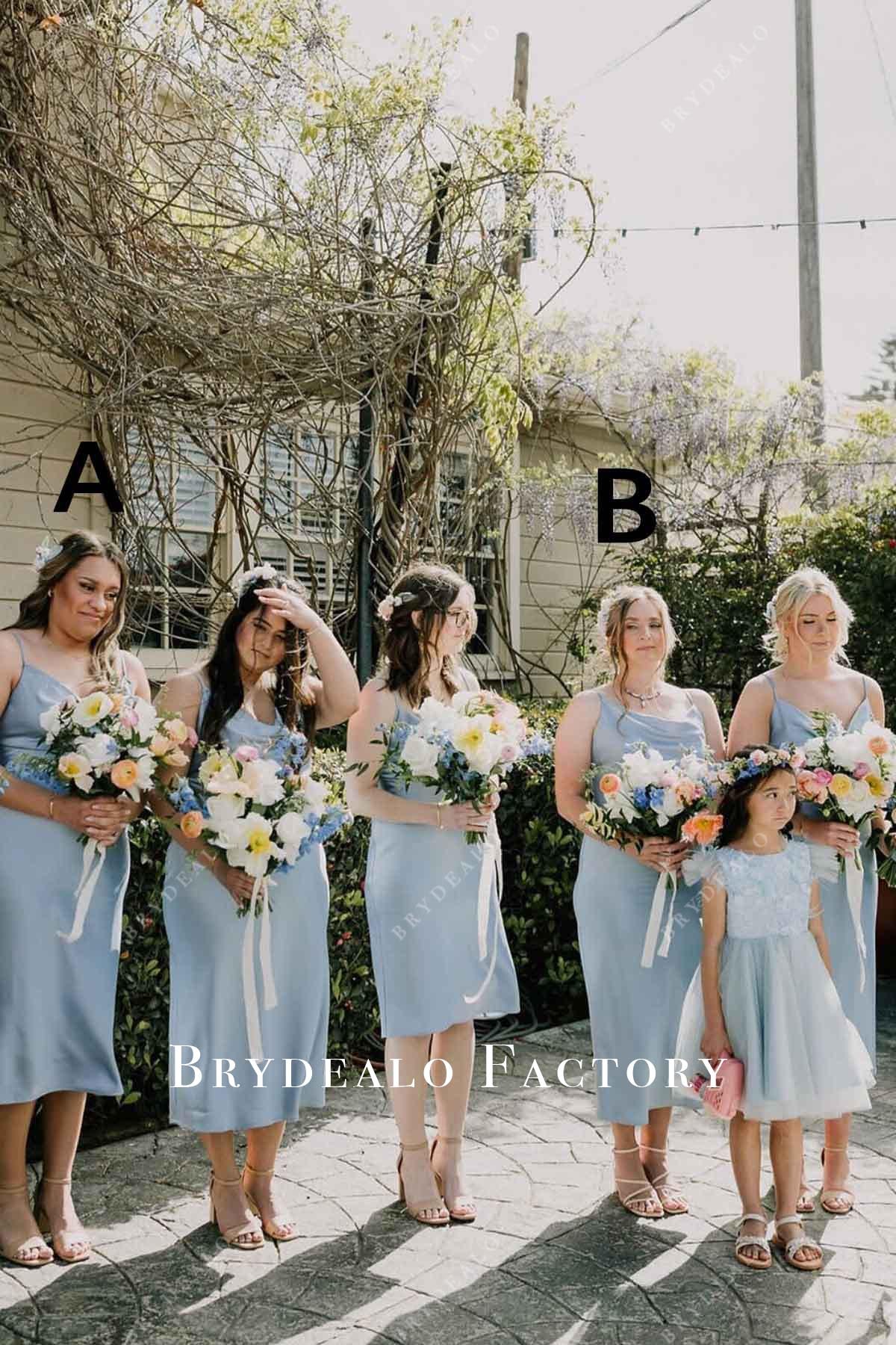 ice blue sleeveless mismatched bridesmaid dresses