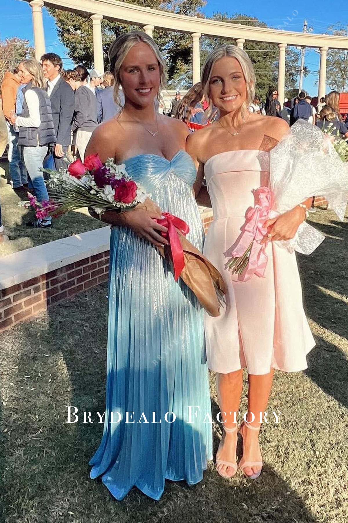 Blue Strapless Empire Pleated Floor Length Homecoming Prom Dress Blue Strapless Empire Pleated Floor Length Homecoming Prom Dress