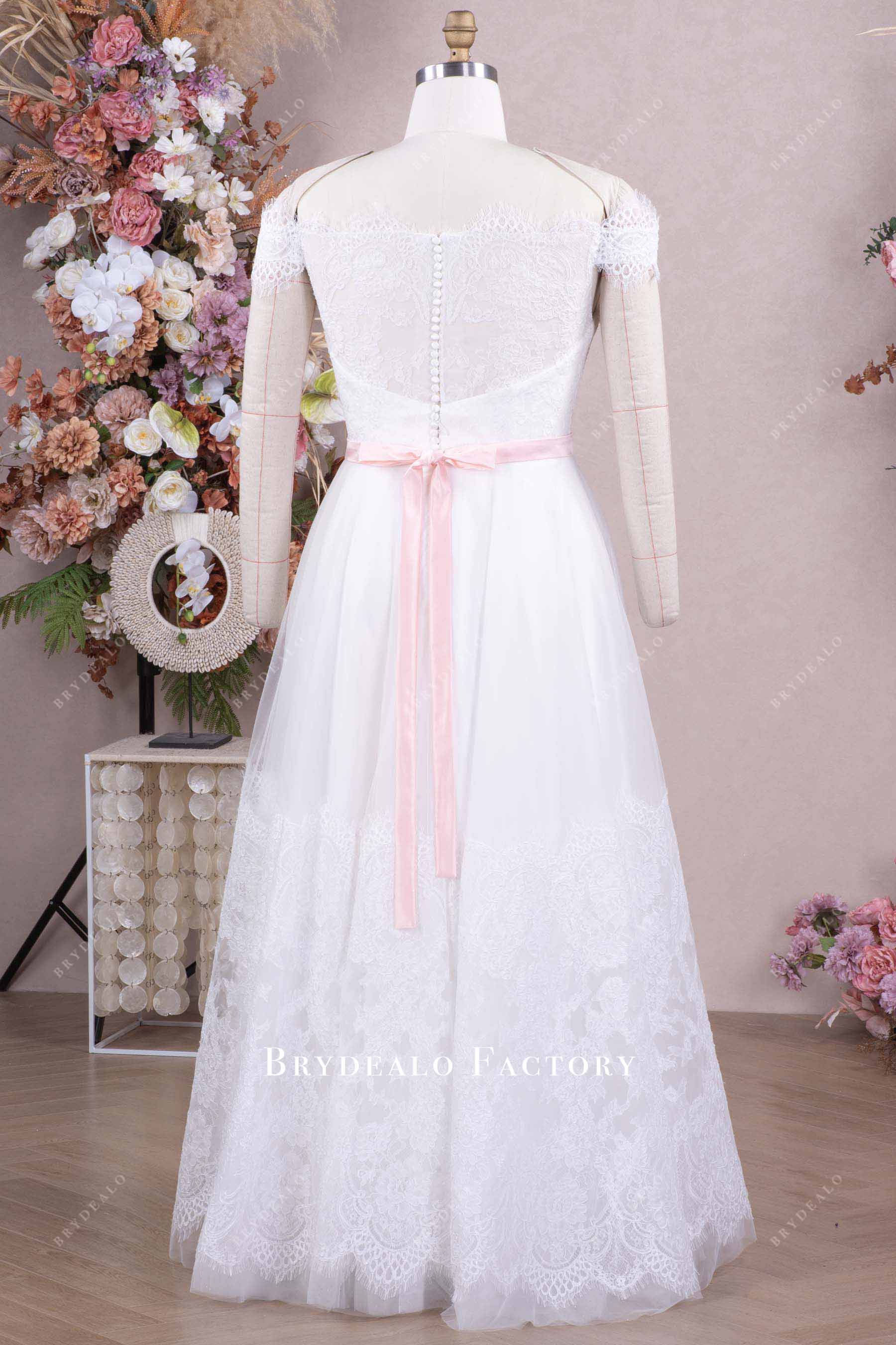 illusion back a line wedding dress