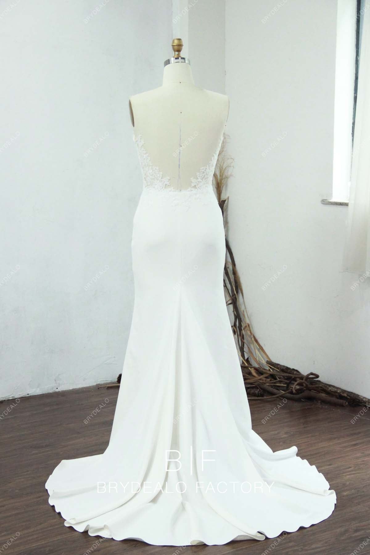 illusion back elegant mermaid court train bridal gown