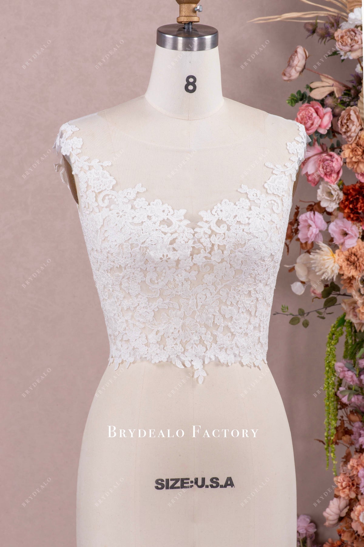illusion cap sleeve bridal top