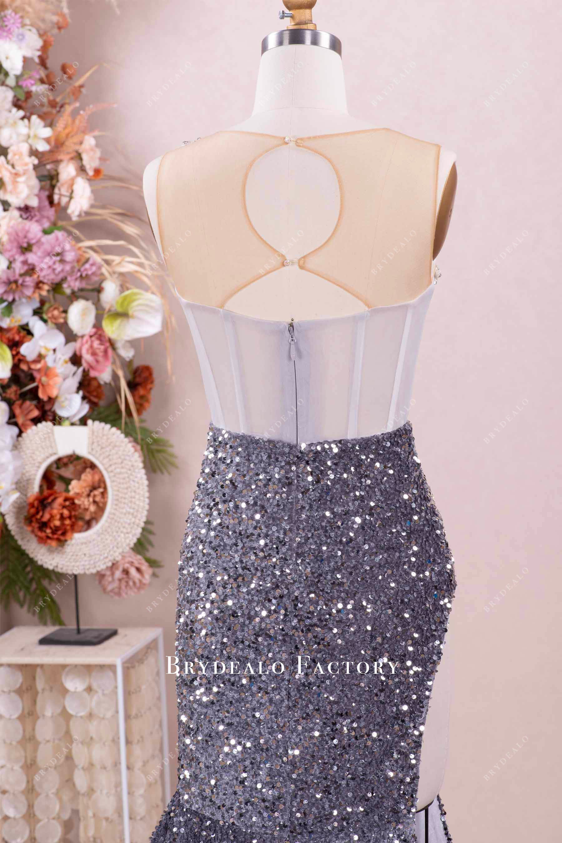 illusion keyhole back prom dress