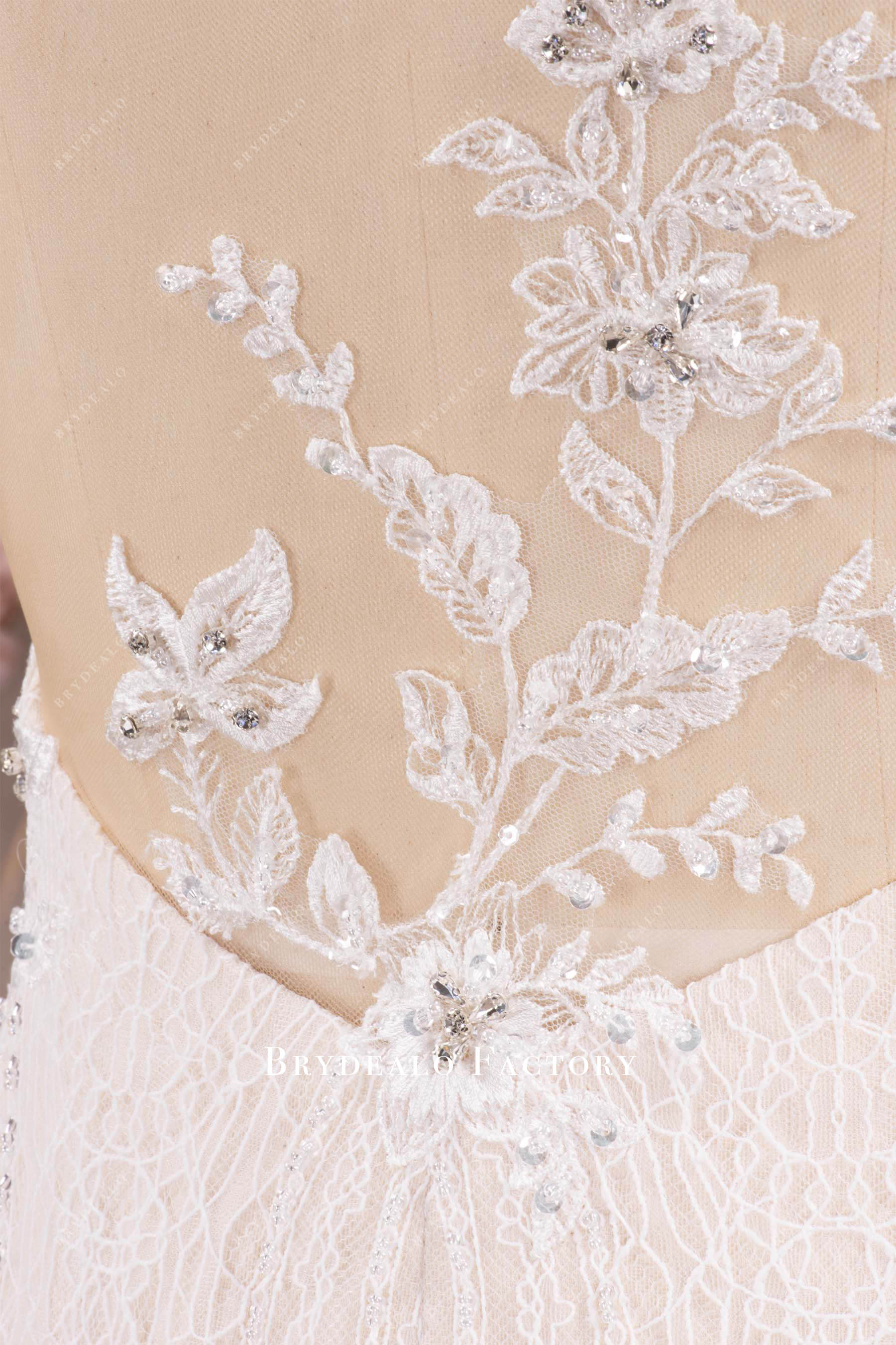 illusion lace back wedding dress