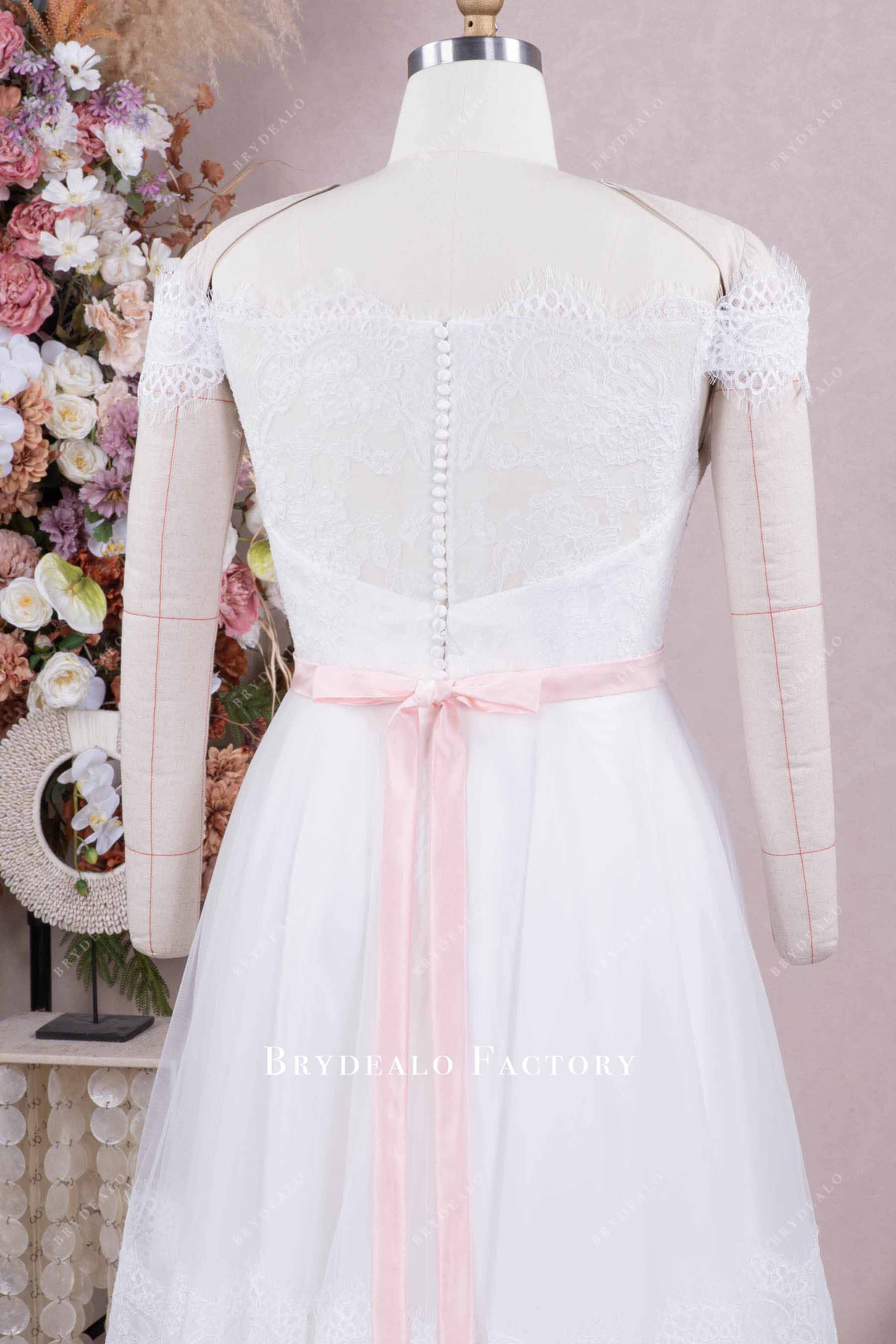 illusion ace buttoned back wedding dress