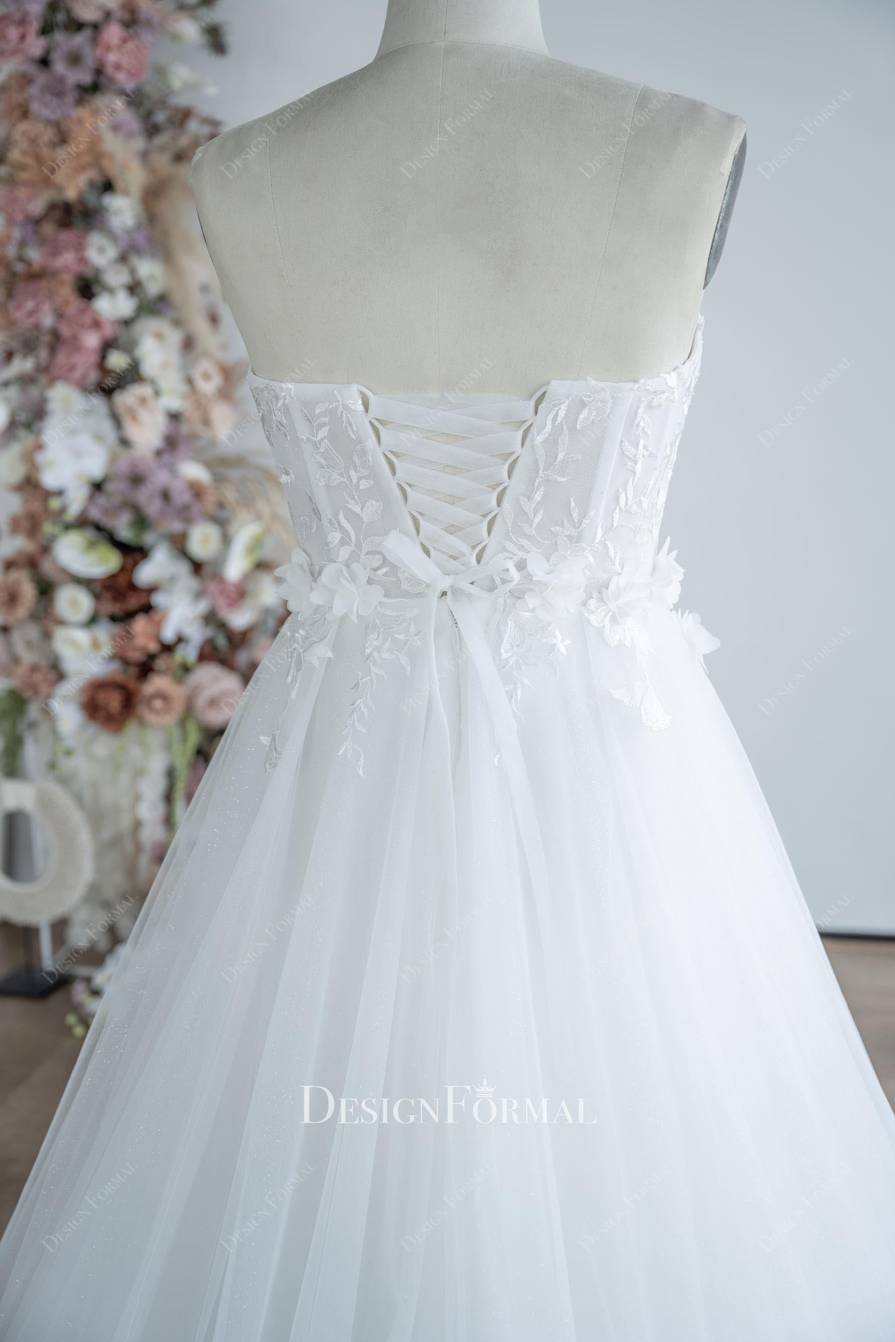 illusion lace up closure bridal dress