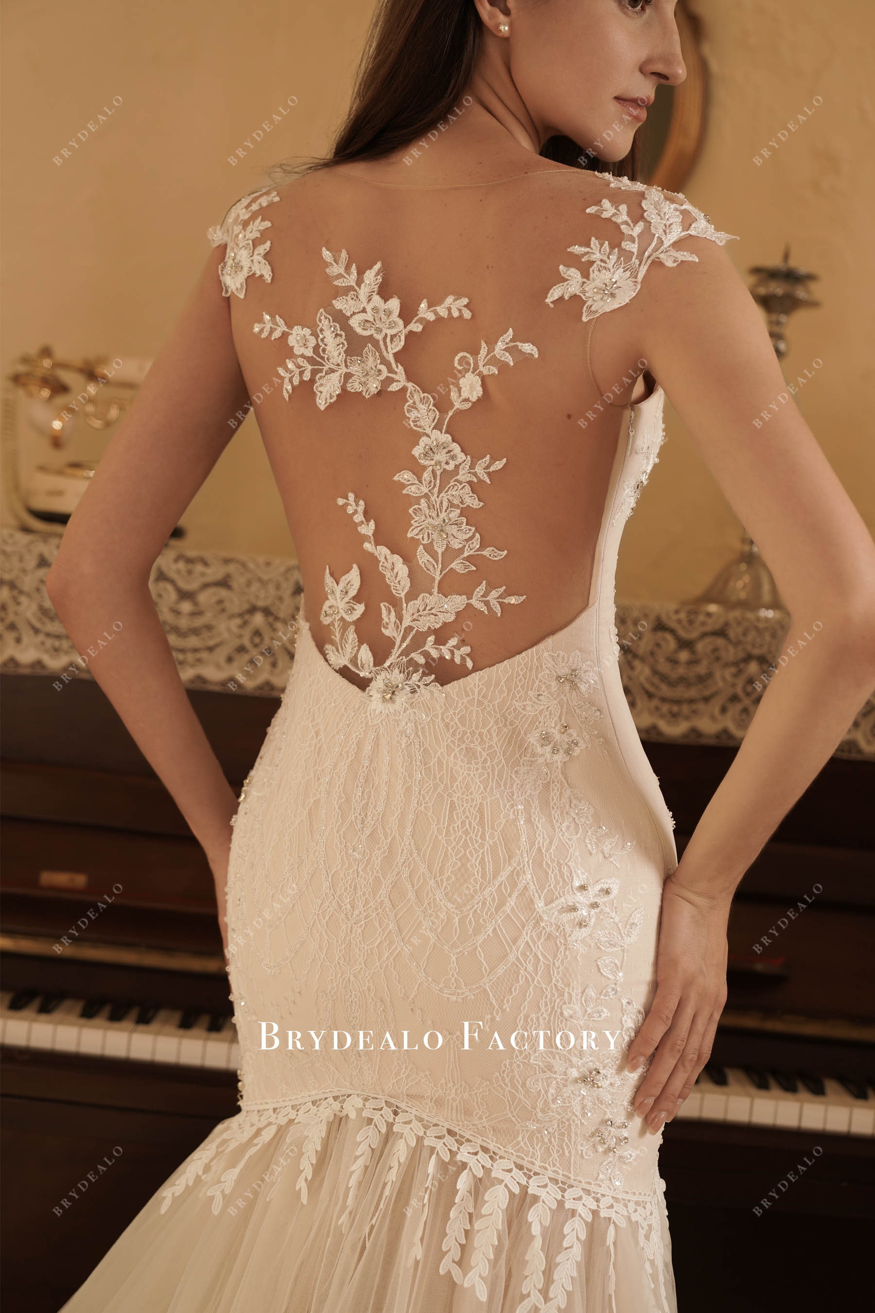 illusion lace wedding dress